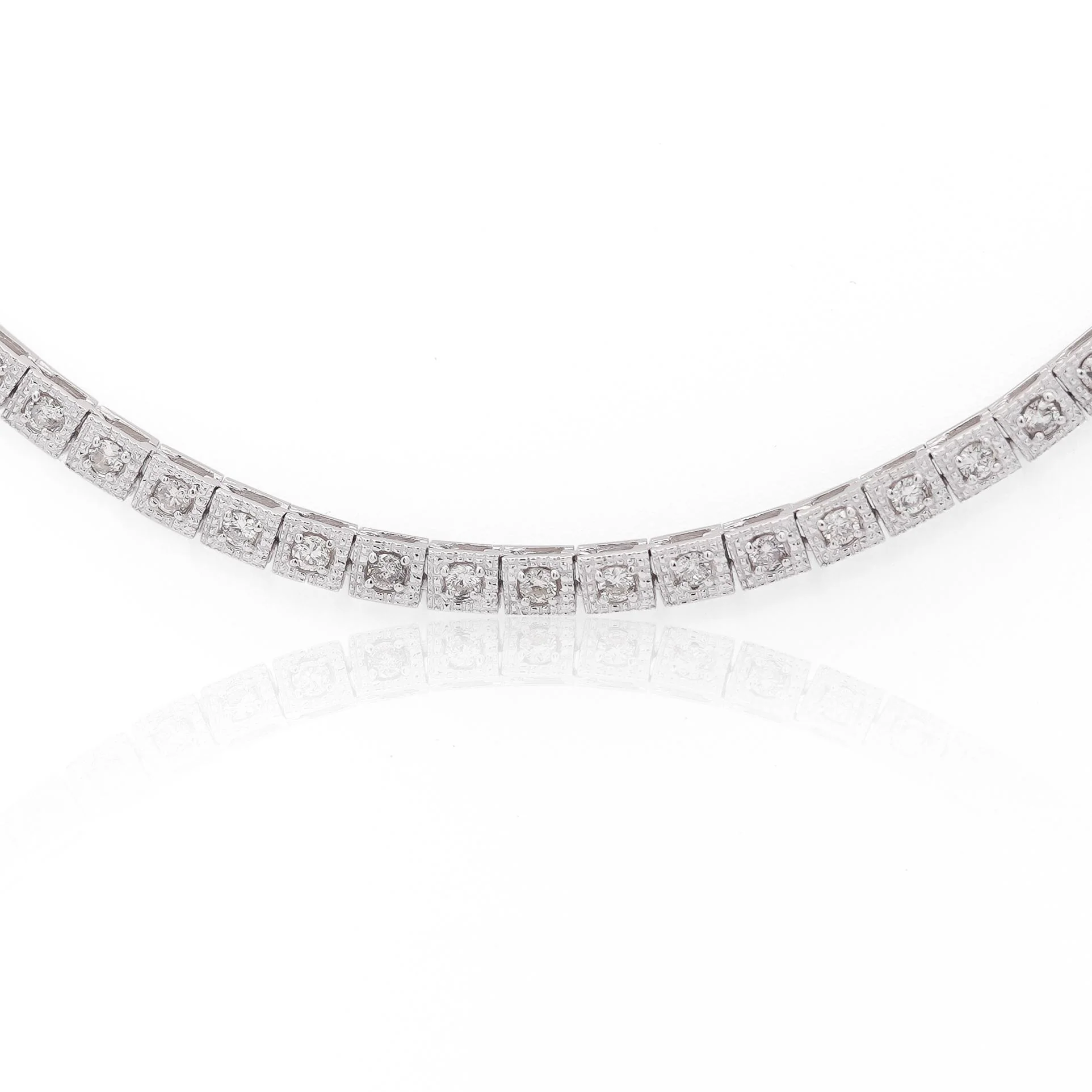 3 Carat Diamond Pave Halo Box Platinum Chain Tennis Necklace