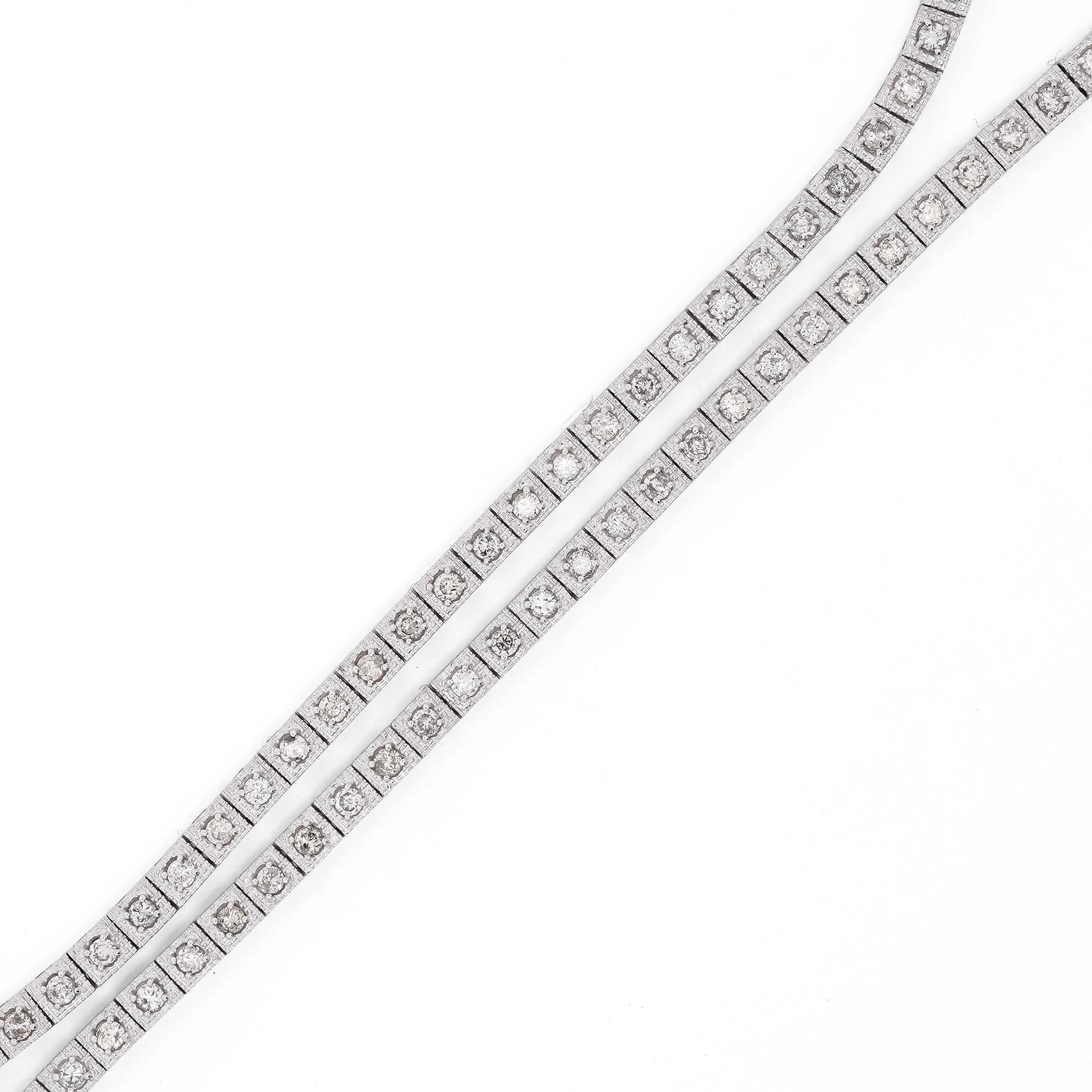 3 Carat Diamond Pave Halo Box Platinum Chain Tennis Necklace - Image 5