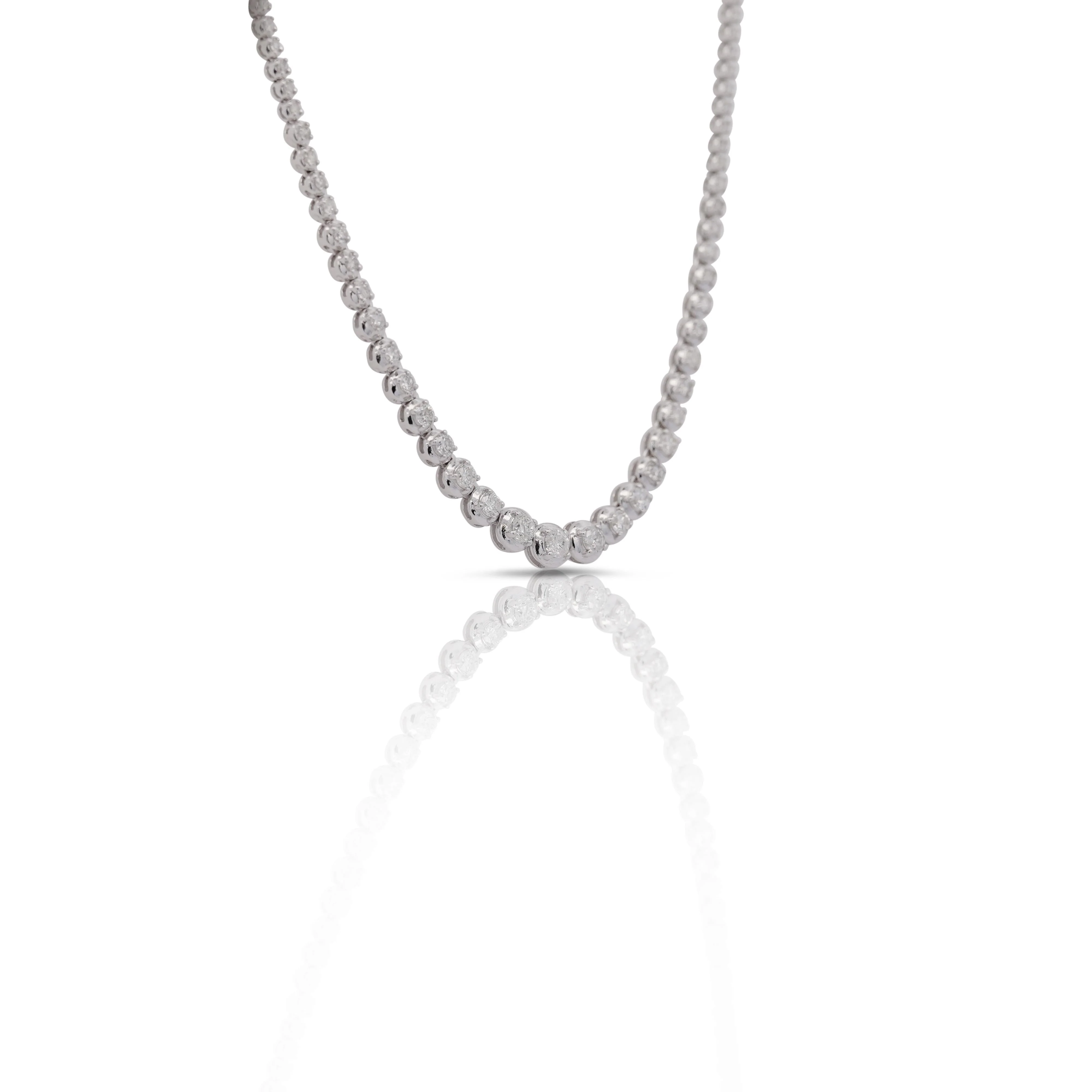 3 Carat Diamond Riviera Graduated Tennis Necklace in 18k White Gold & Platinum - Image 2