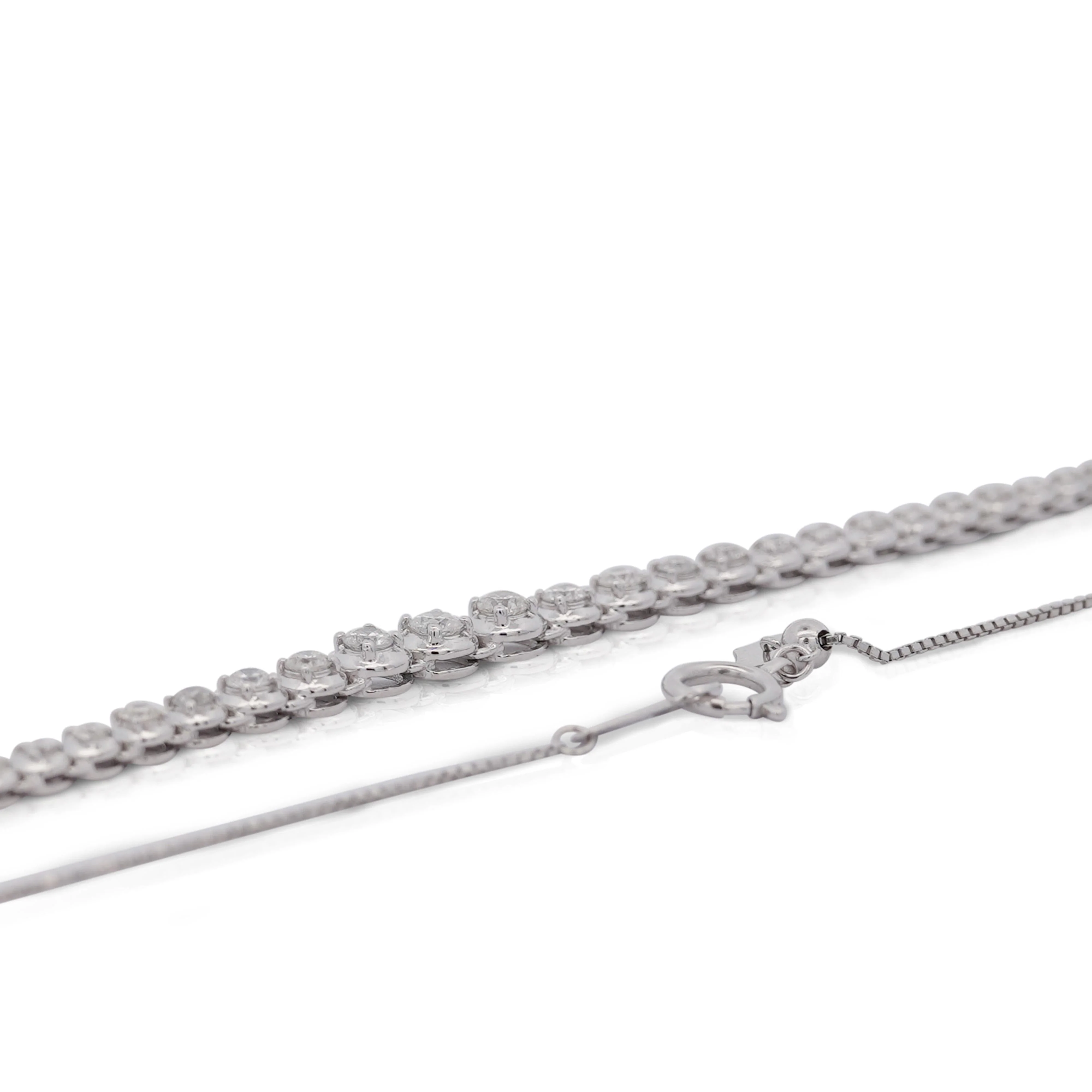 3 Carat Diamond Riviera Graduated Tennis Necklace in 18k White Gold & Platinum - Image 3