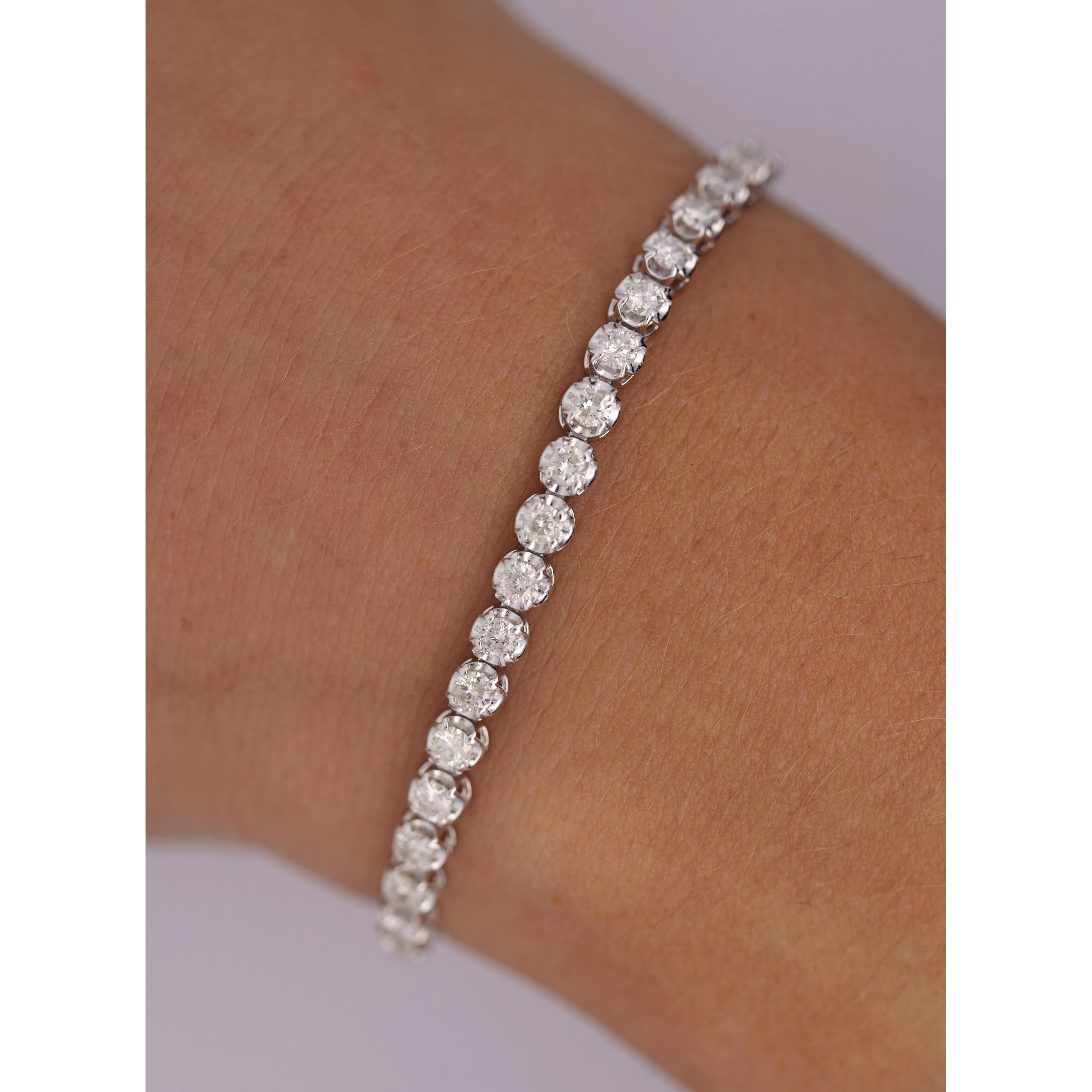 3 Carat Diamond Tennis 4-Prong Bracelet in Platinum 4MM 7" - Image 2