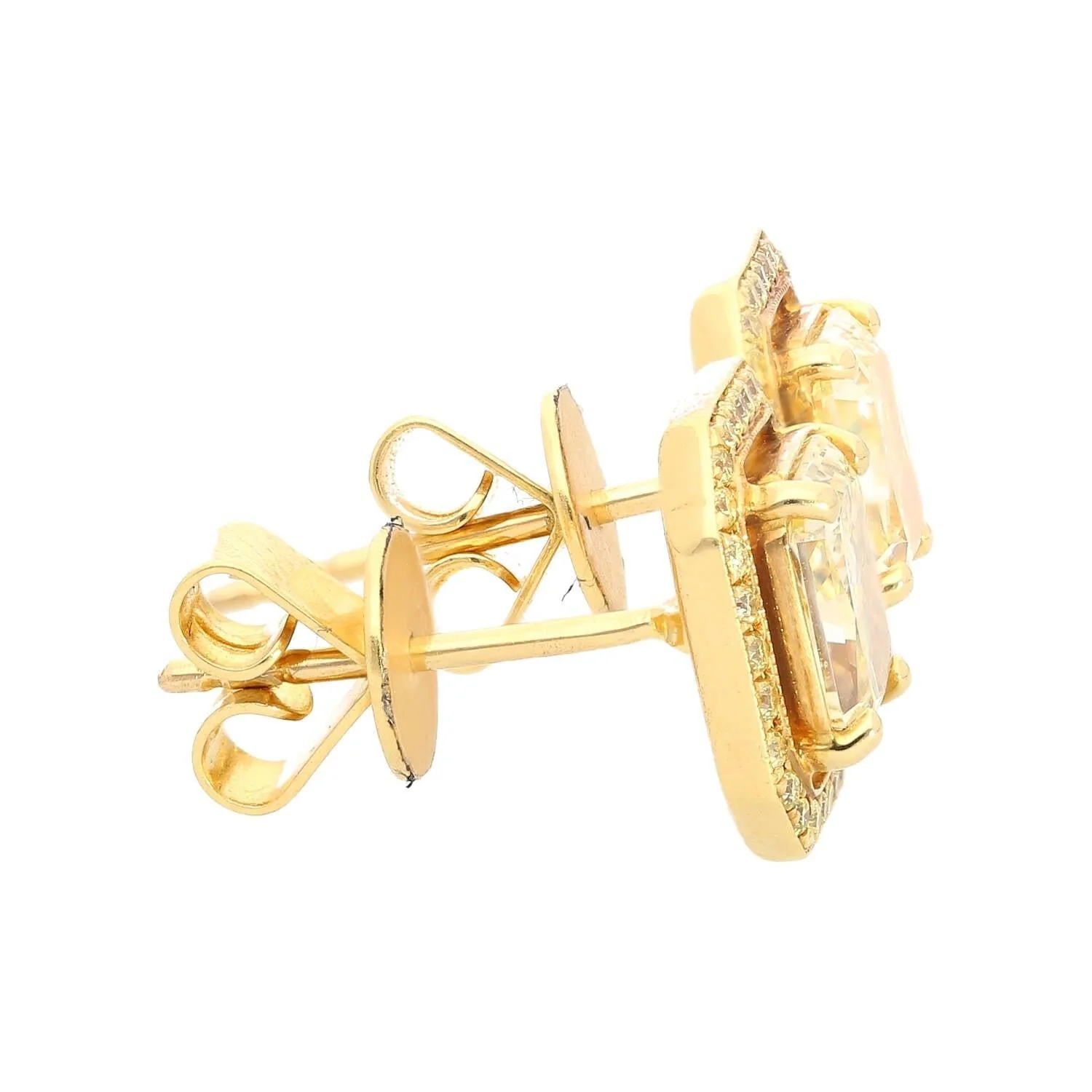 GIA Certified Natural 3 Carat TW Fancy Yellow Diamond Radiant Cut Stud Earrings in 18K Gold - Image 4