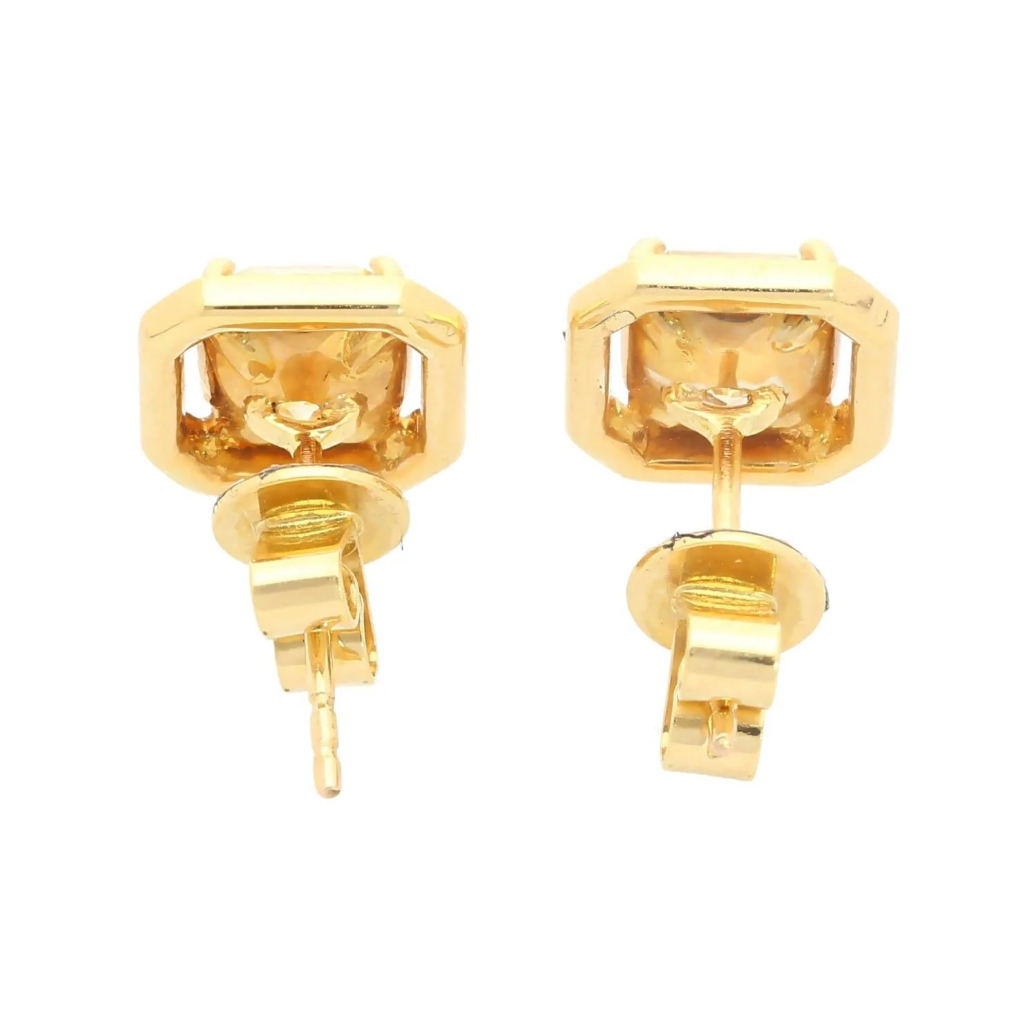 GIA Certified Natural 3 Carat TW Fancy Yellow Diamond Radiant Cut Stud Earrings in 18K Gold - Image 5