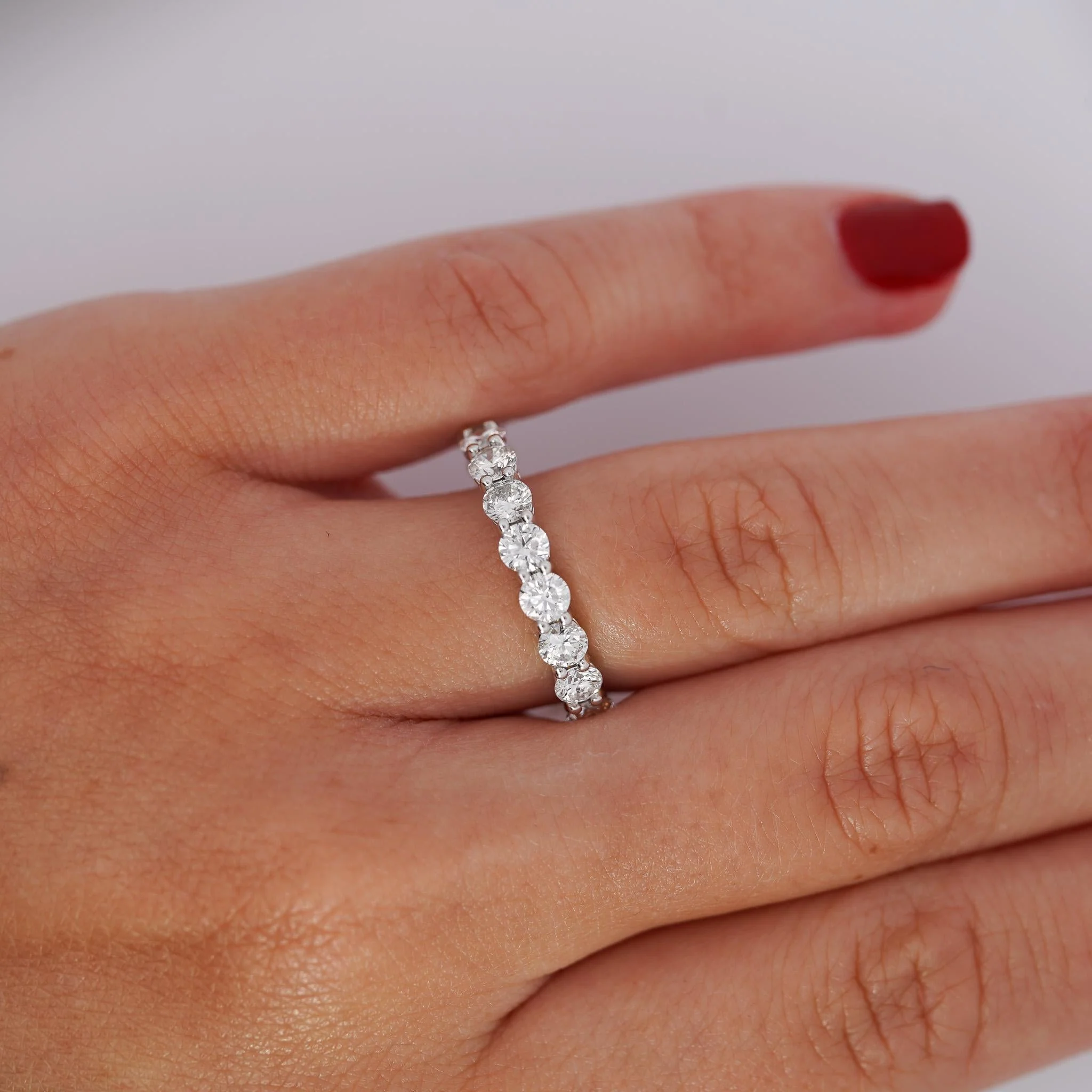 3.3 Carat Lab Grown Diamond Unisex Wedding Band 14K White Gold Size 9-11 - Image 5