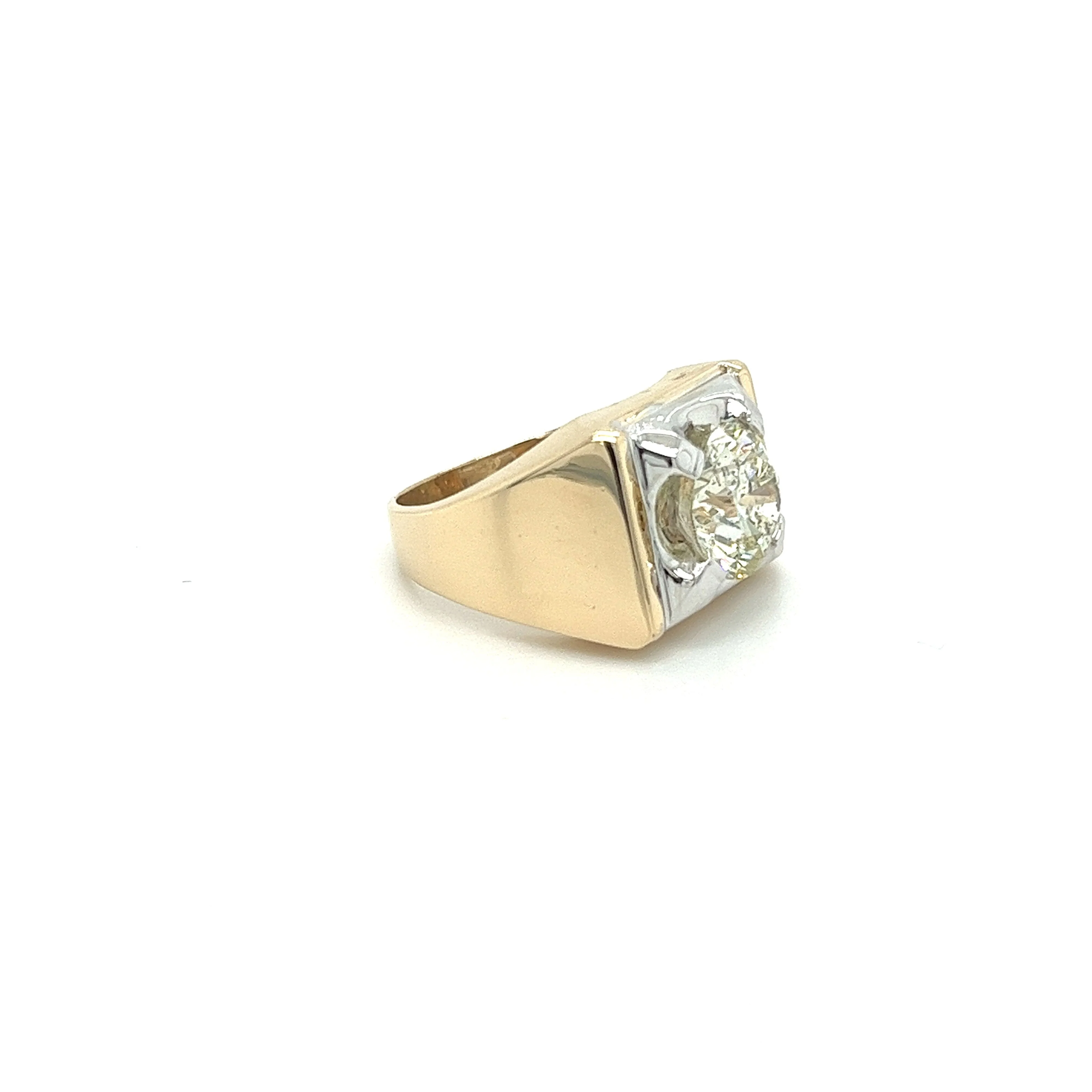 3 Carat Round Cut Natural Diamond Solitaire Mens Ring in 14K Solid Gold - Image 4