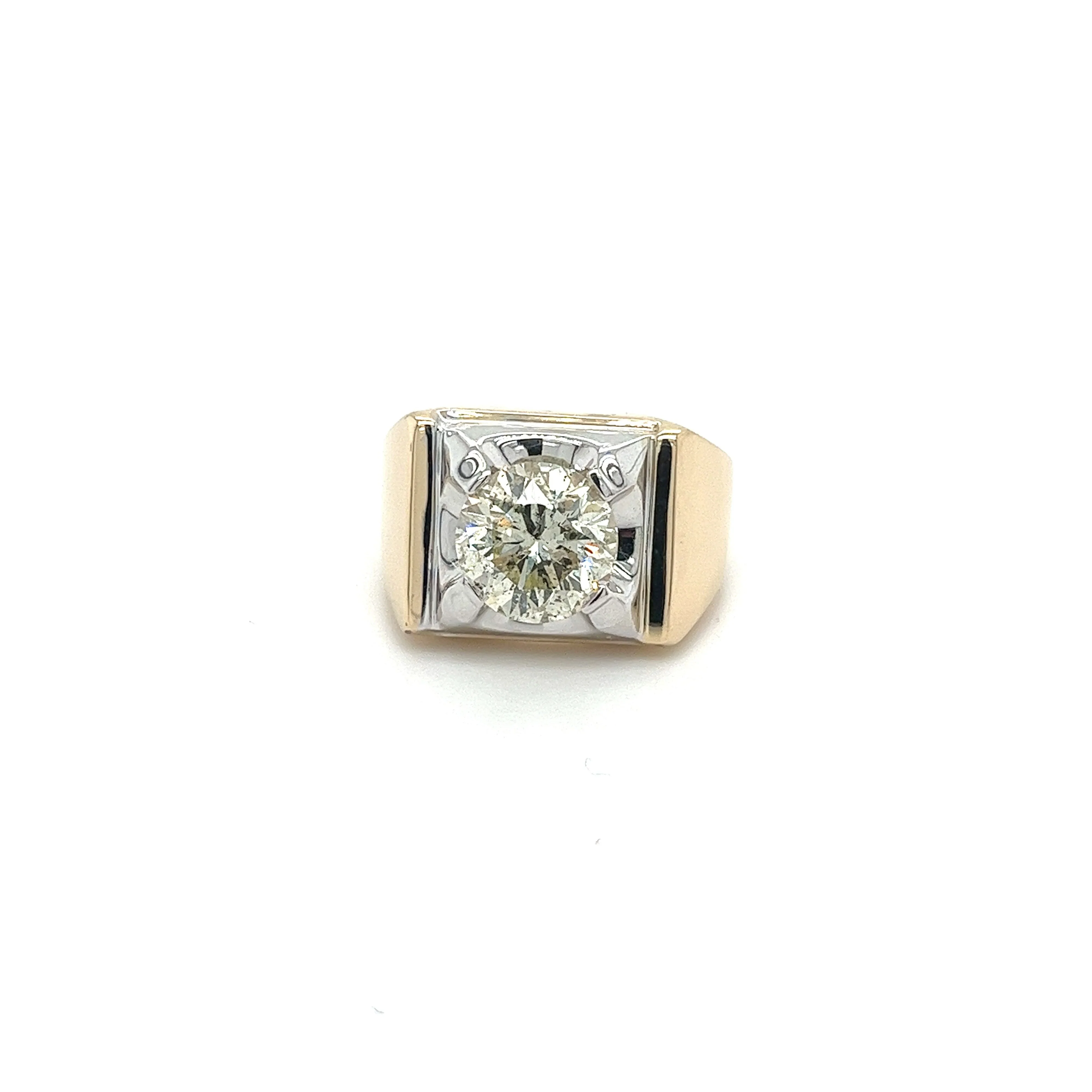 3 Carat Round Cut Natural Diamond Solitaire Mens Ring in 14K Solid Gold - Image 5