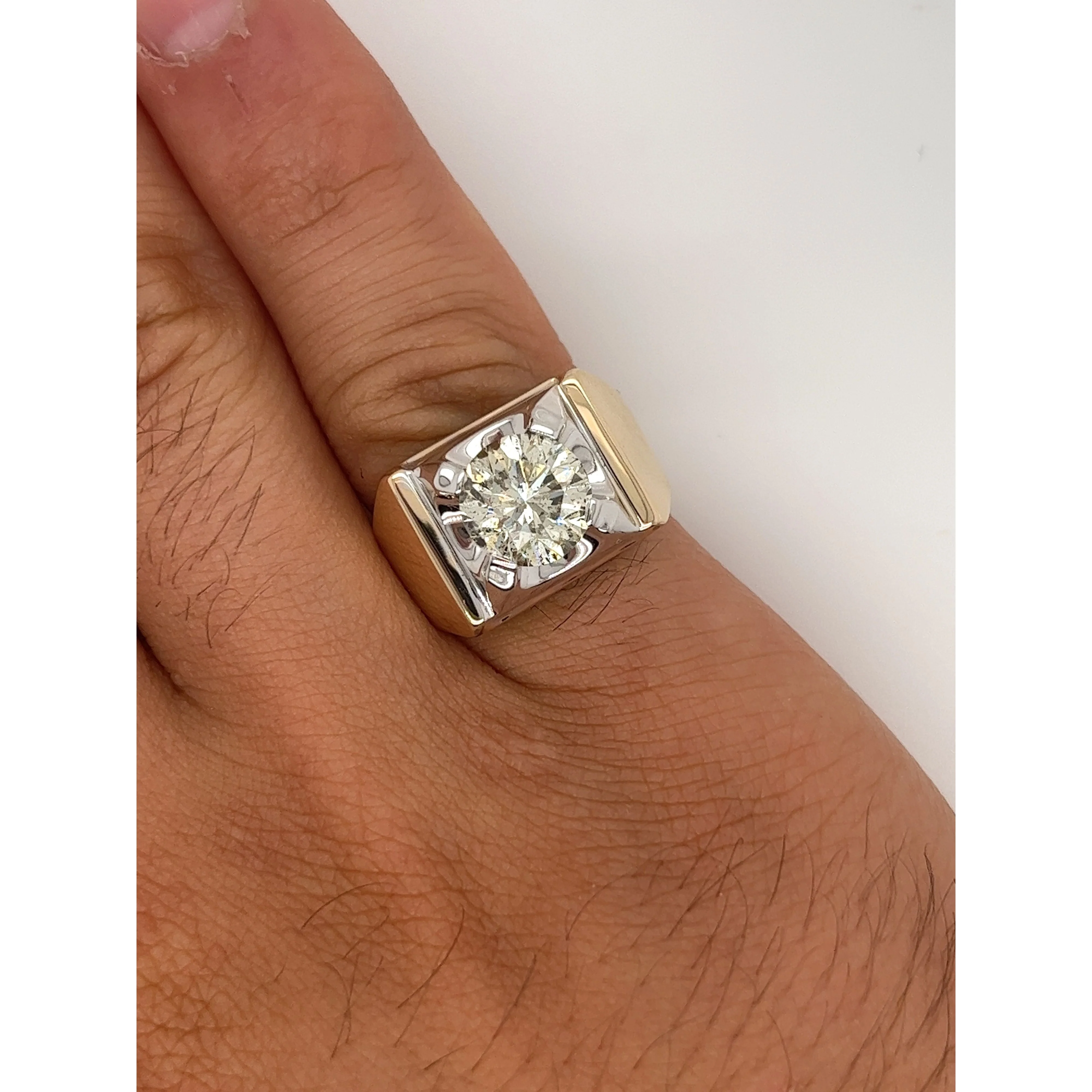 3 Carat Round Cut Natural Diamond Solitaire Mens Ring in 14K Solid Gold - Image 7