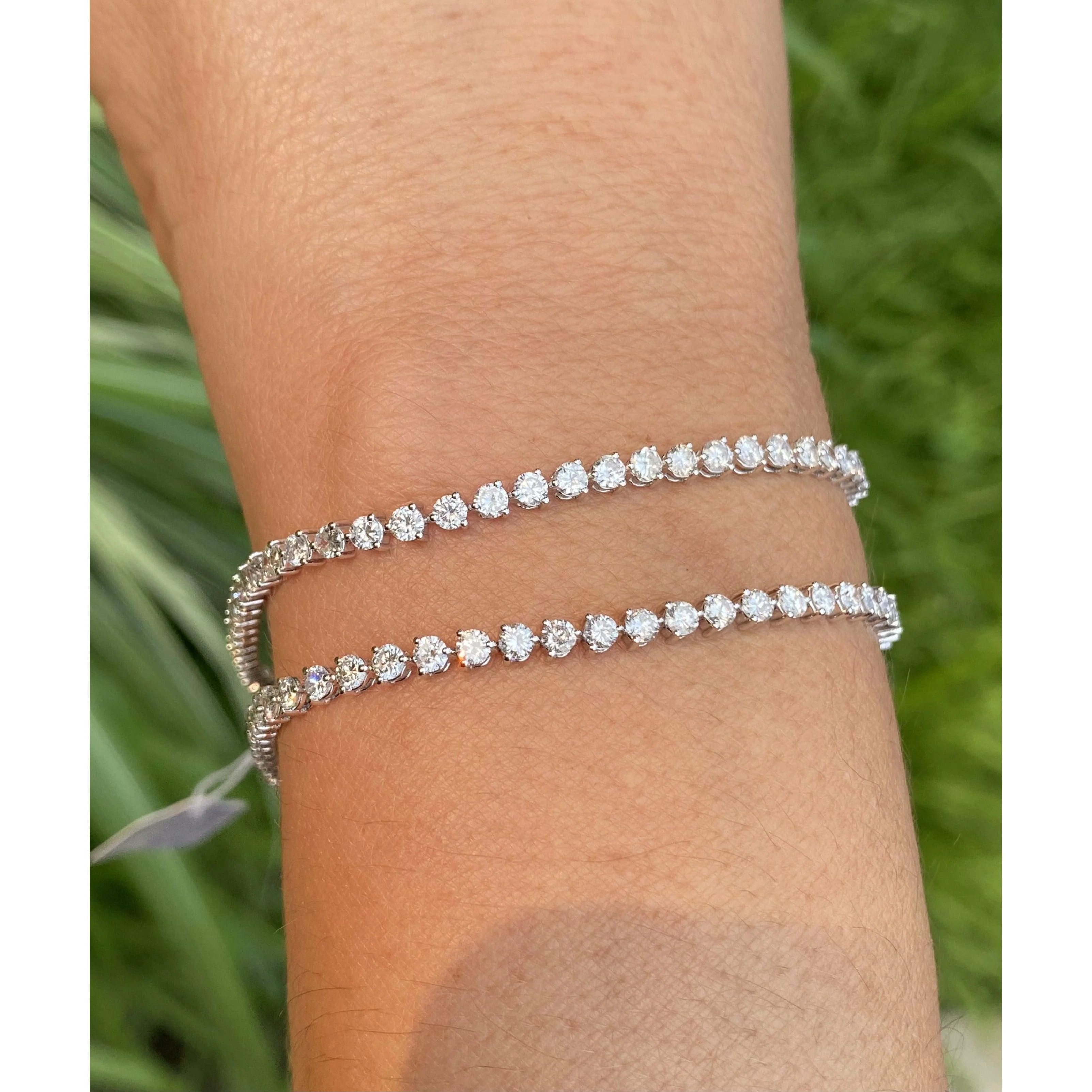 3 Carat Natural Diamond Tennis Ball Bracelet in 18k Solid White Gold - Image 3