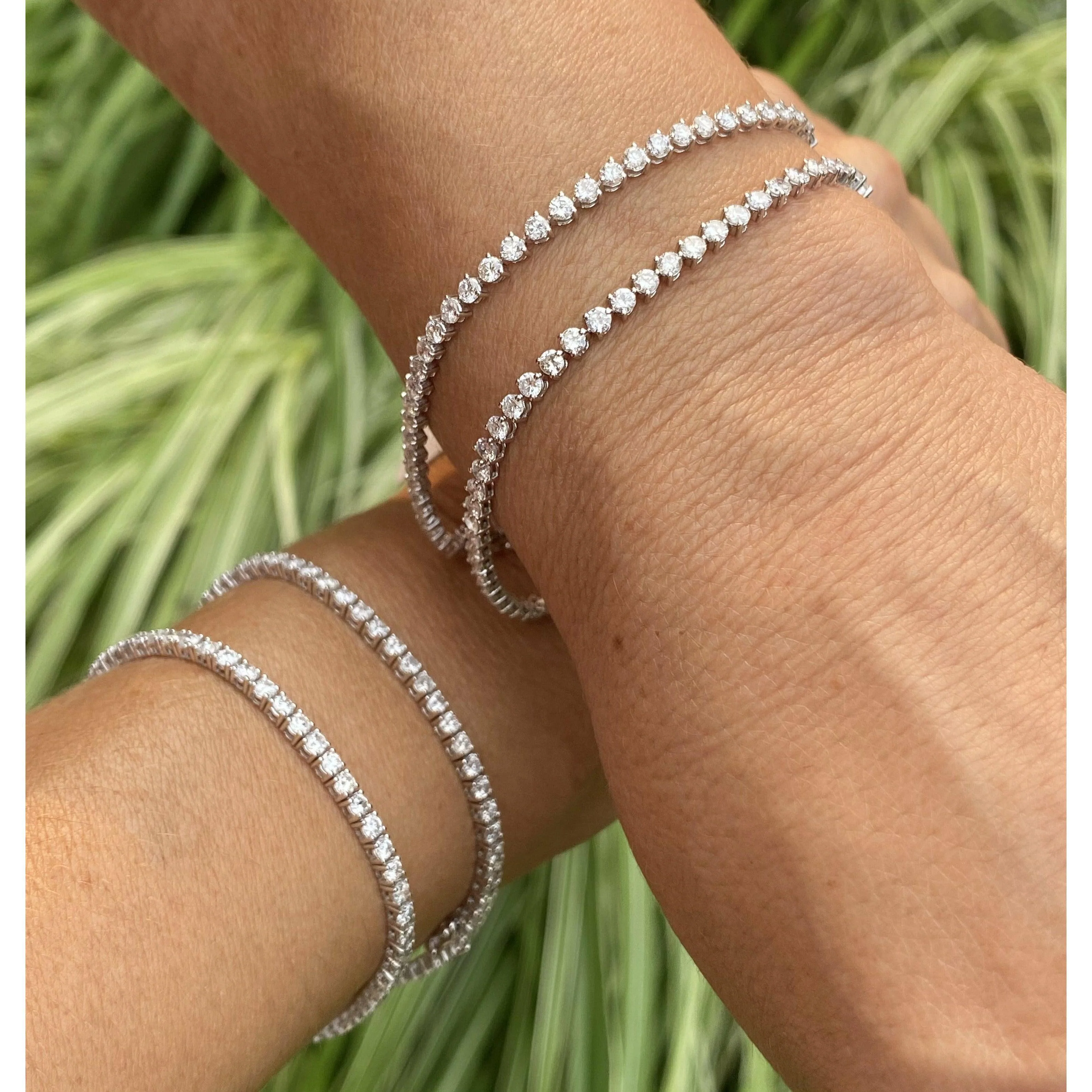 3 Carat Natural Diamond Tennis Ball Bracelet in 18k Solid White Gold - Image 4