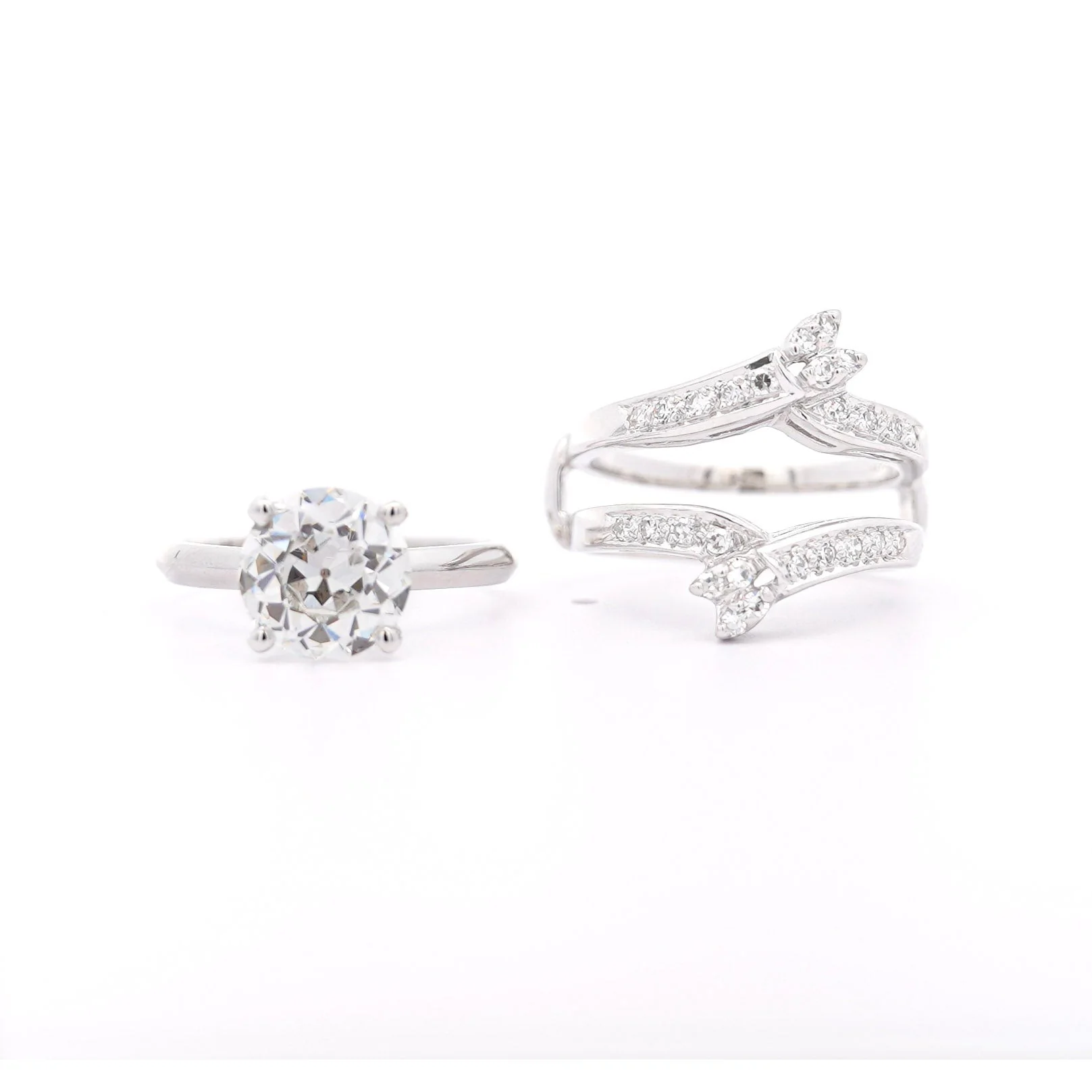 3.03 Carat Old-European Cut IGI Certified CVD Lab Diamond Solitaire Ring and Diamond Jacket Engagement Ring - Image 2