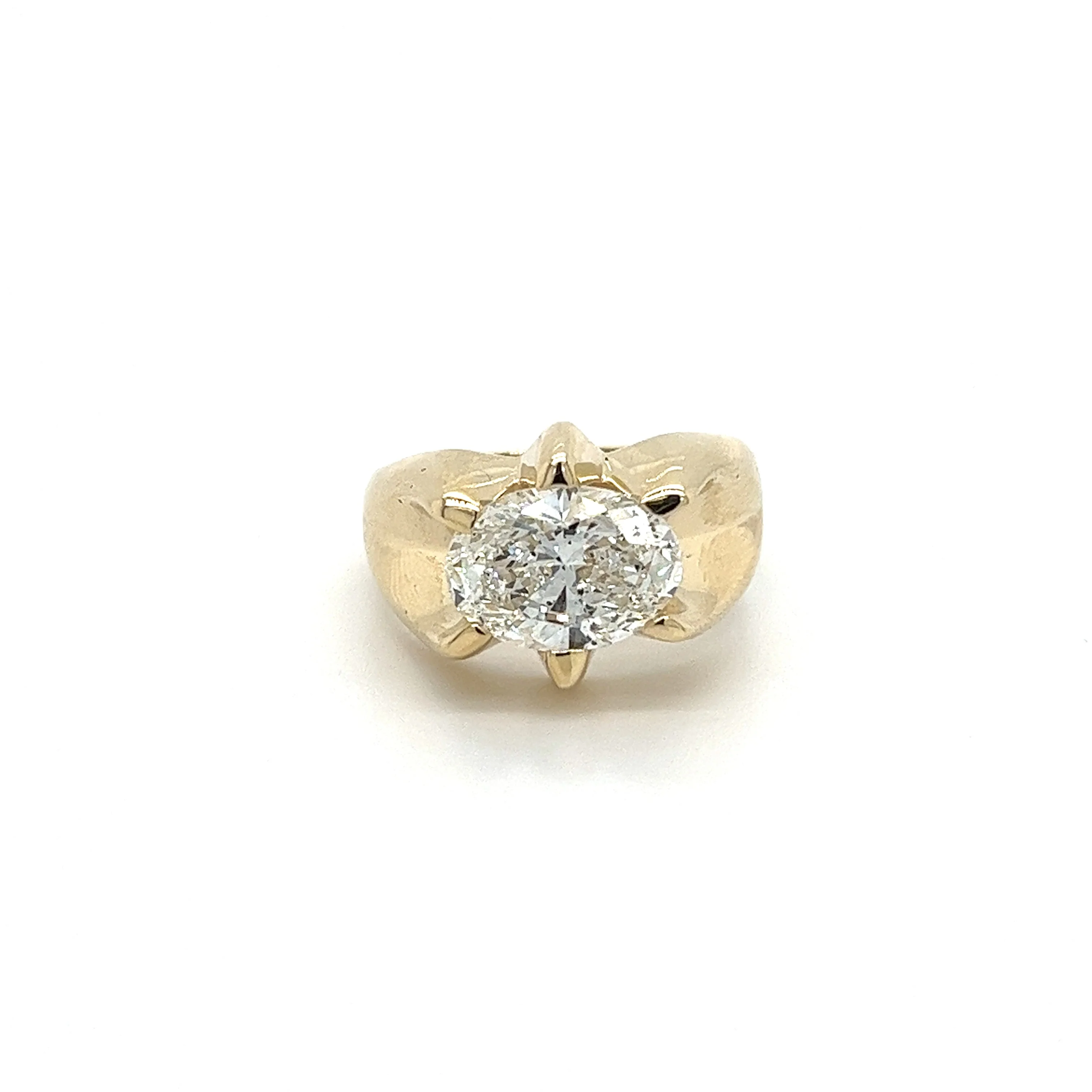 3.20 carat Oval Cut Lab Grown CVD Diamond Solitaire Mens Ring in 14K Gold - Image 5