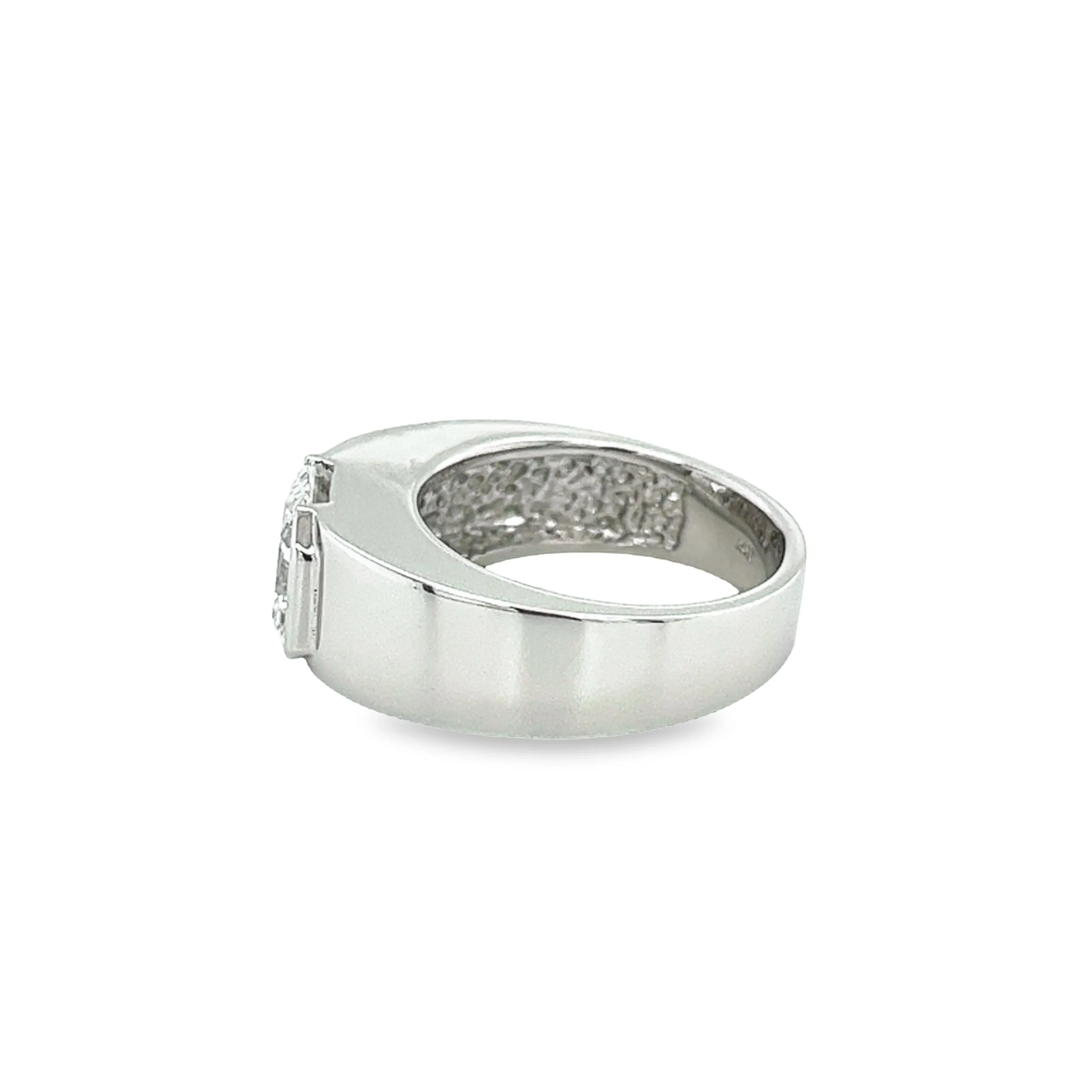3.03 Carat Radiant Cut Diamond East West Ring 14K White - Image 3