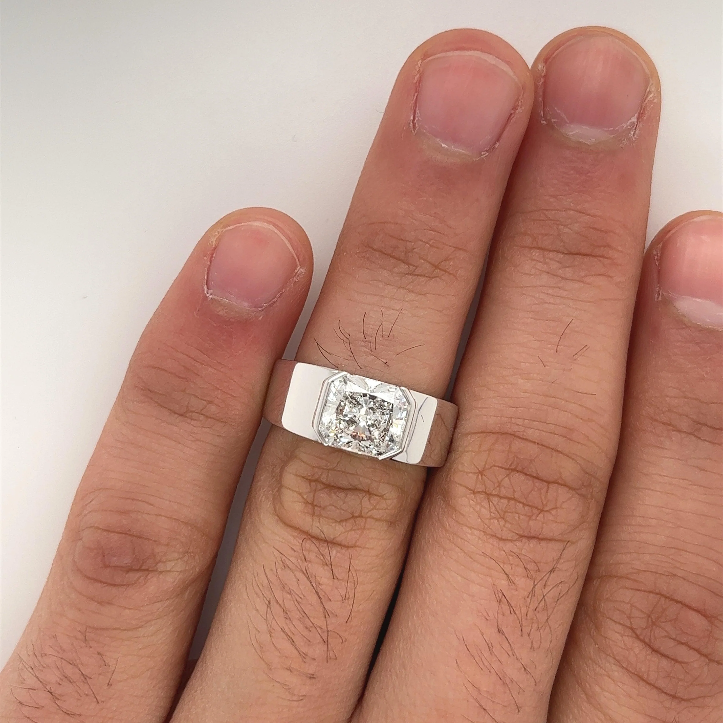 3.03 Carat Radiant Cut Diamond East West Ring 14K White - Image 5