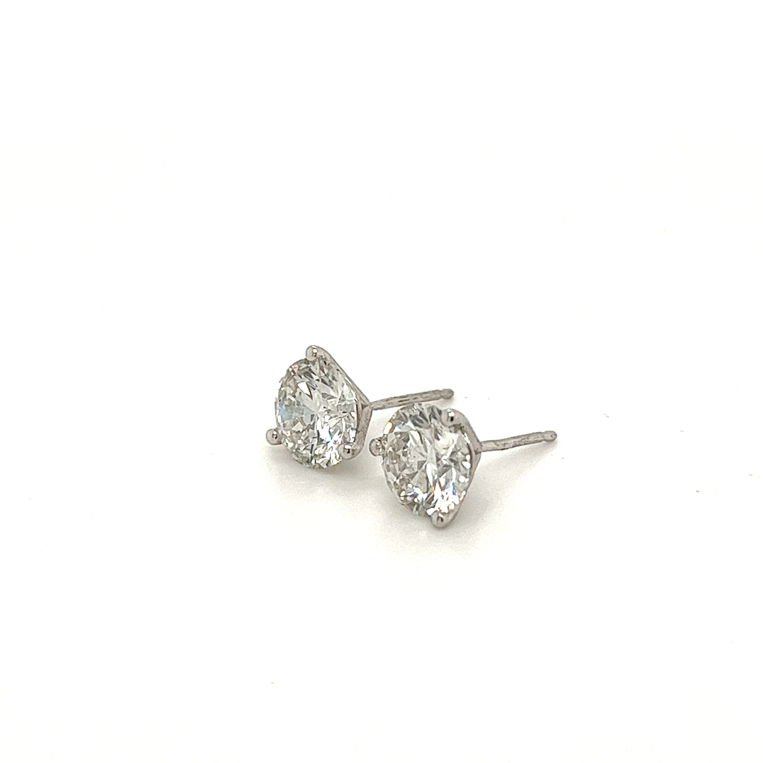 3 Carat Total Lab Grown Diamond 3-Prong Martini Basket Stud Earrings | SKU: SM1125 - Image 2