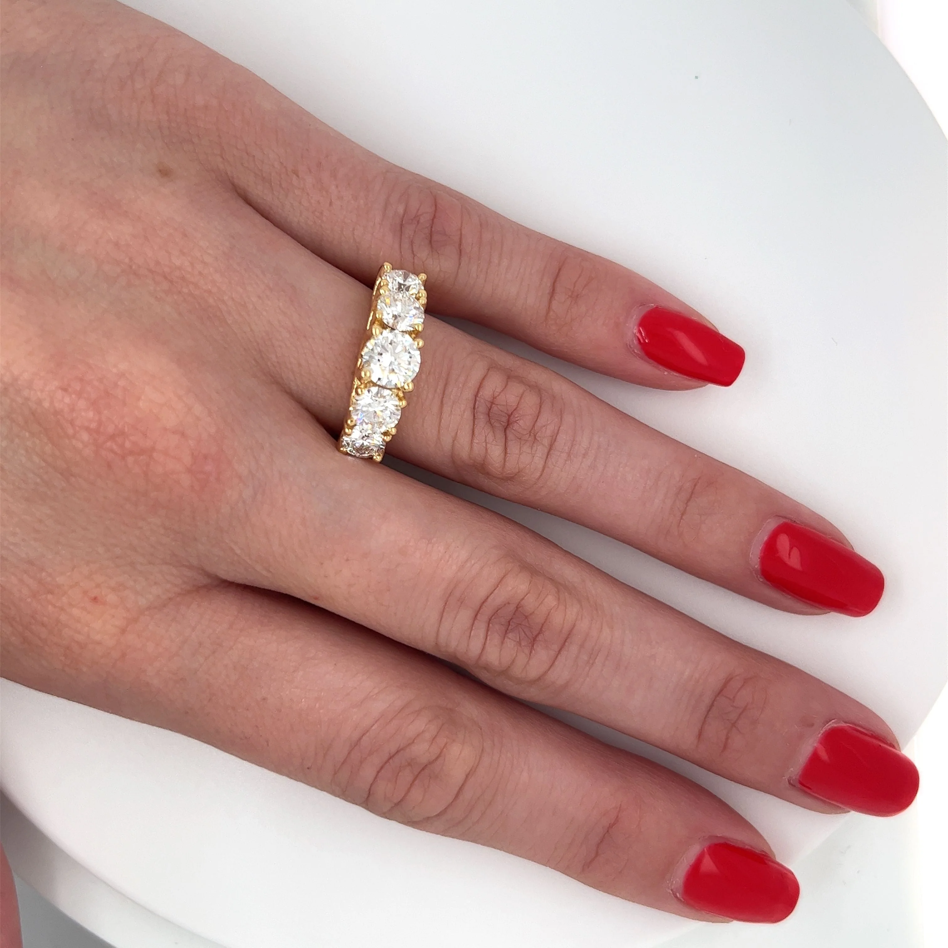 3 Carat TW 18K Yellow Gold Multi Stone Lab Grown Diamond Band Ring - Image 5