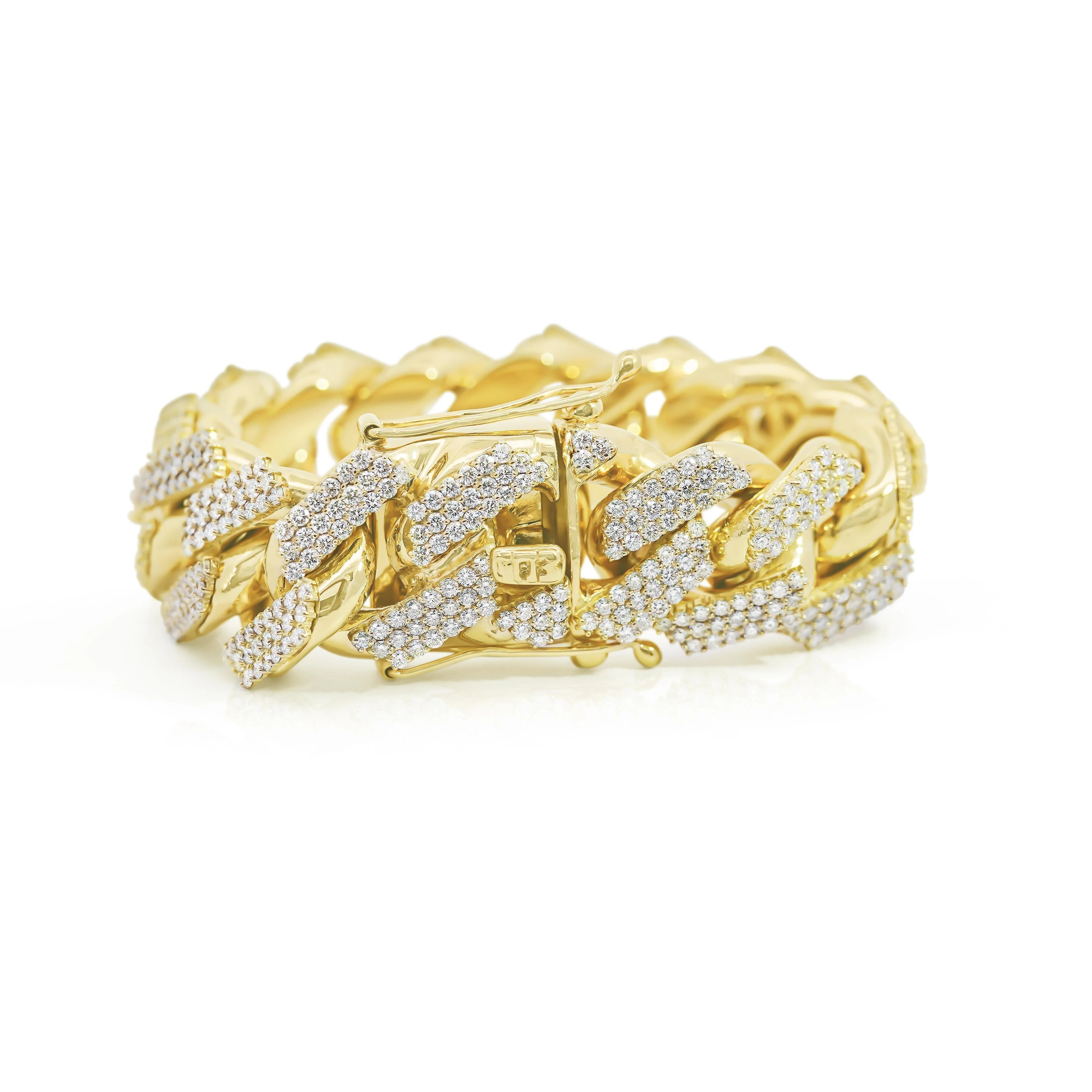 30Ct Diamond 14K Yellow Gold Miami Cuban Link Chain Bracelet - Image 2