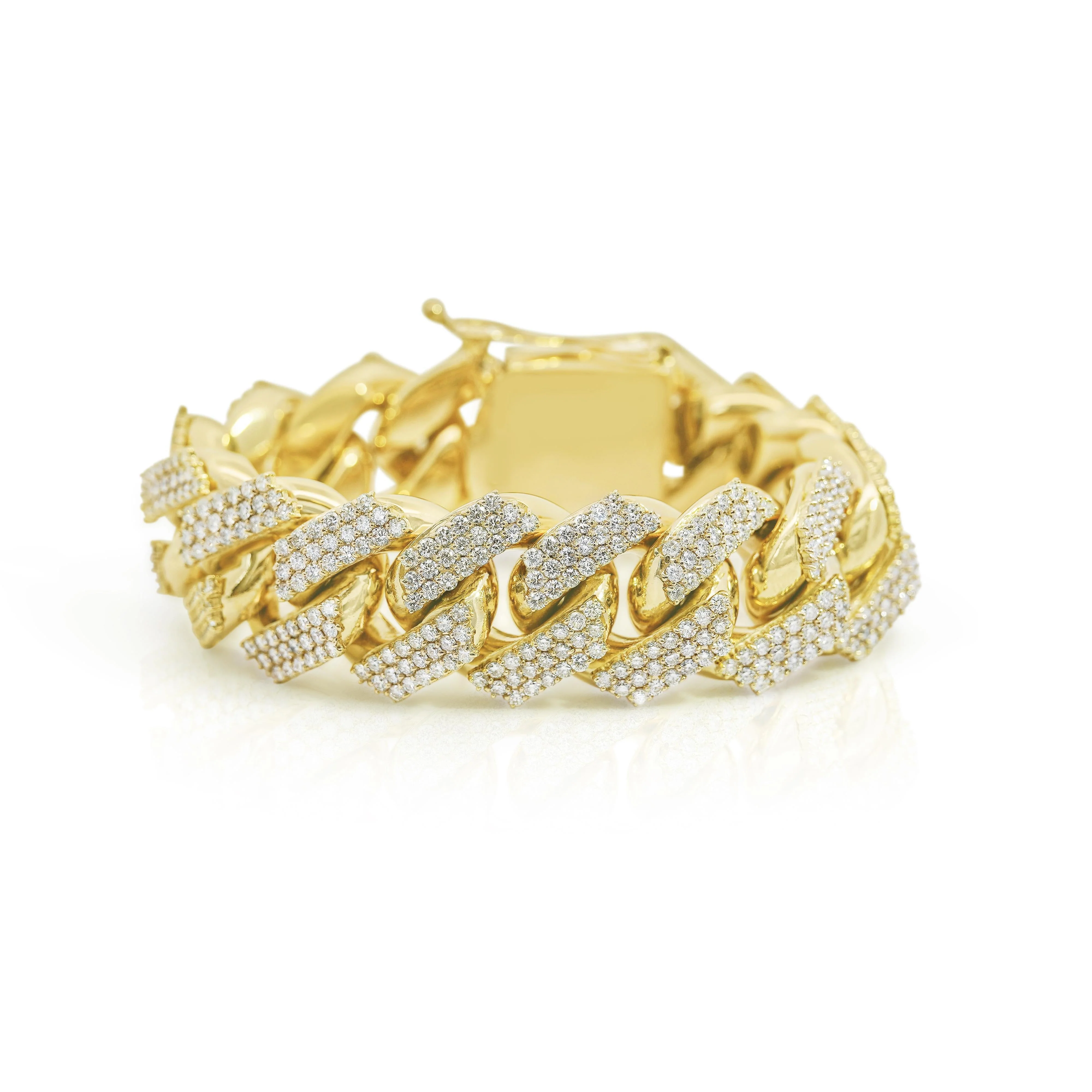 30Ct Diamond 14K Yellow Gold Miami Cuban Link Chain Bracelet - Image 4