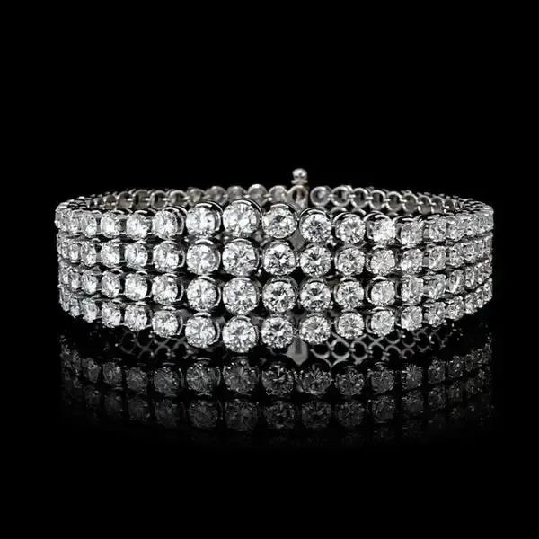 35 Carat TW Round Cut Diamond Platinum 4-Row Bracelet - Image 4