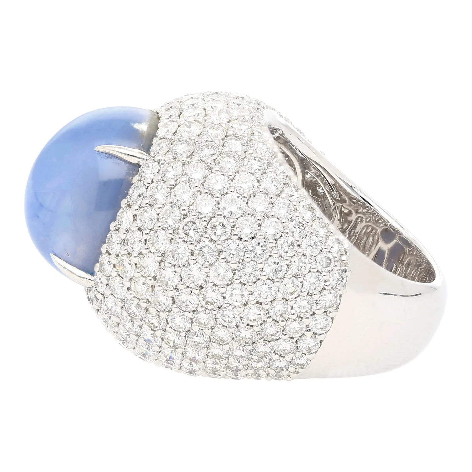 36.40 Carat Ceylon Star Cabochon Sapphire and Diamond GRS Certified 18K Ring - Image 5