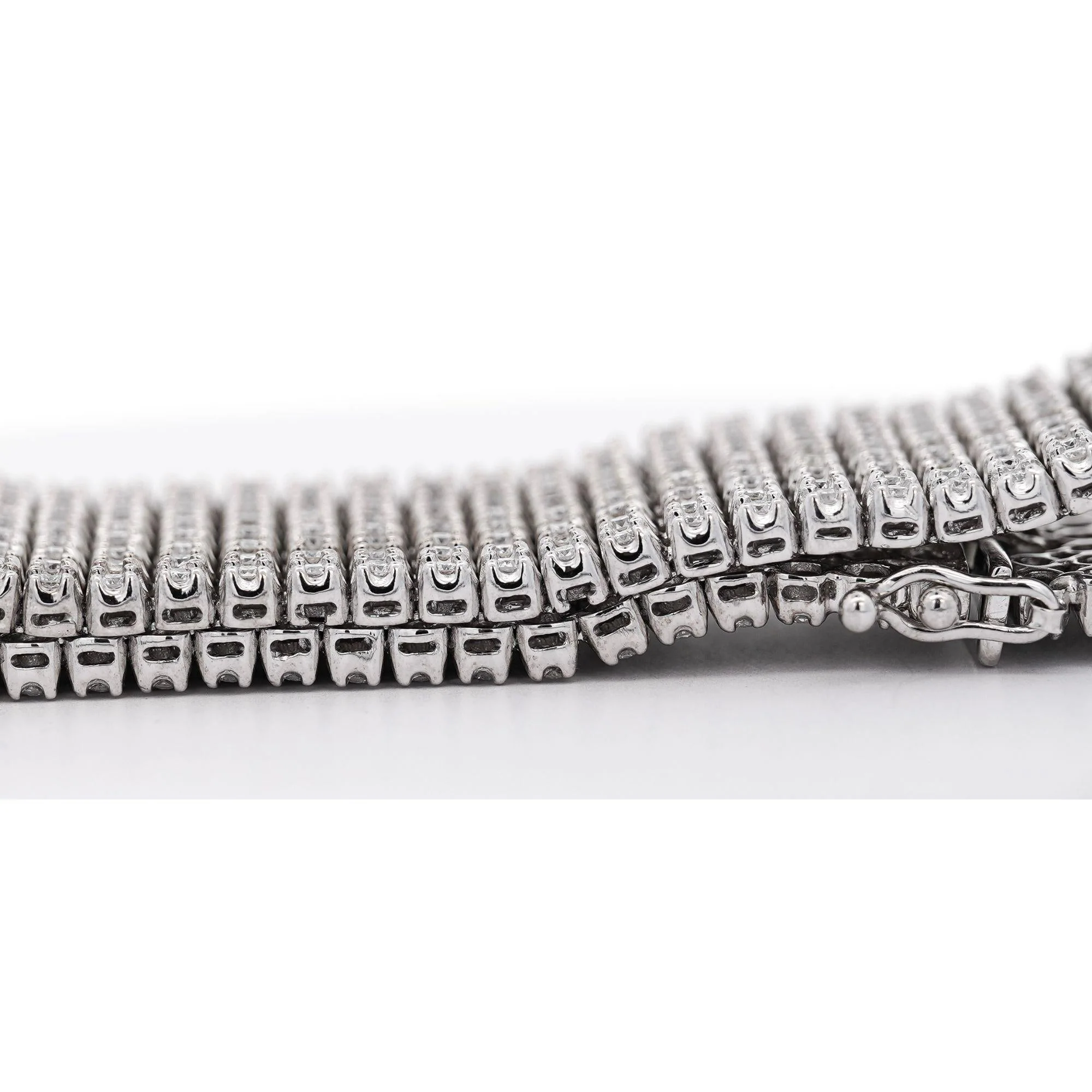 36 Carat Round Diamond 10K White Gold 8-Row Oversized Tennis Bracelet - Image 10