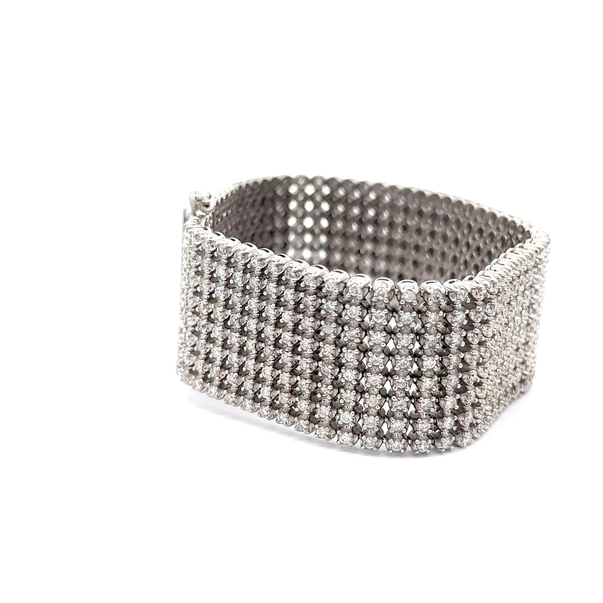 36 Carat Round Diamond 10K White Gold 8-Row Oversized Tennis Bracelet - Image 9
