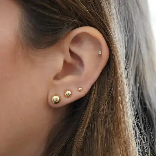 3mm Classic 14K Gold Ball Stud Earrings with Screw Backs - Image 12