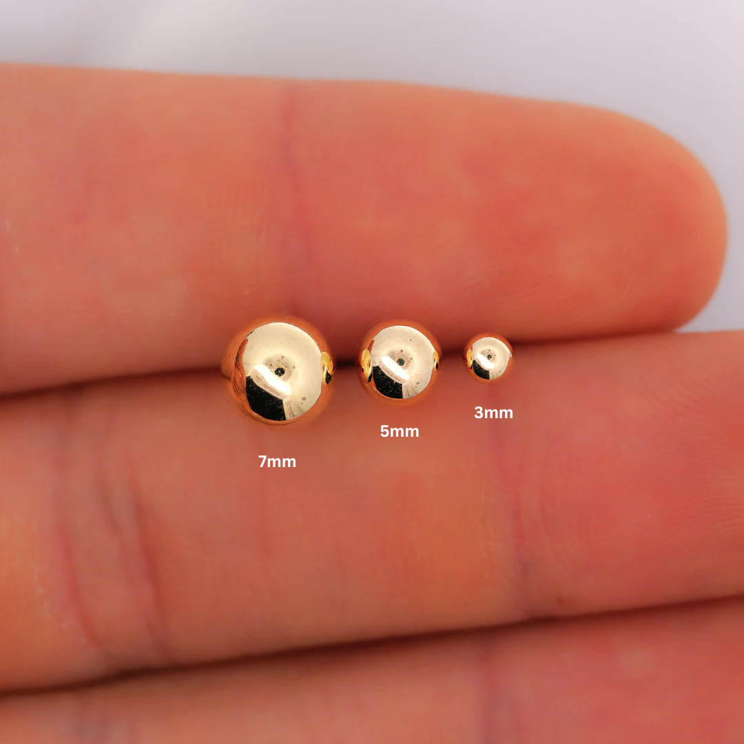 3mm Classic 14K Gold Ball Stud Earrings with Screw Backs - Image 7