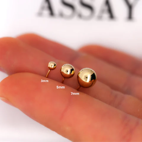 3mm Classic 14K Gold Ball Stud Earrings with Screw Backs - Image 8