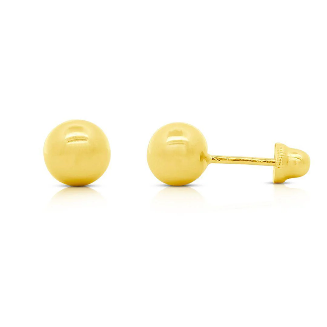 3mm Classic 14K Gold Ball Stud Earrings with Screw Backs - Image 9