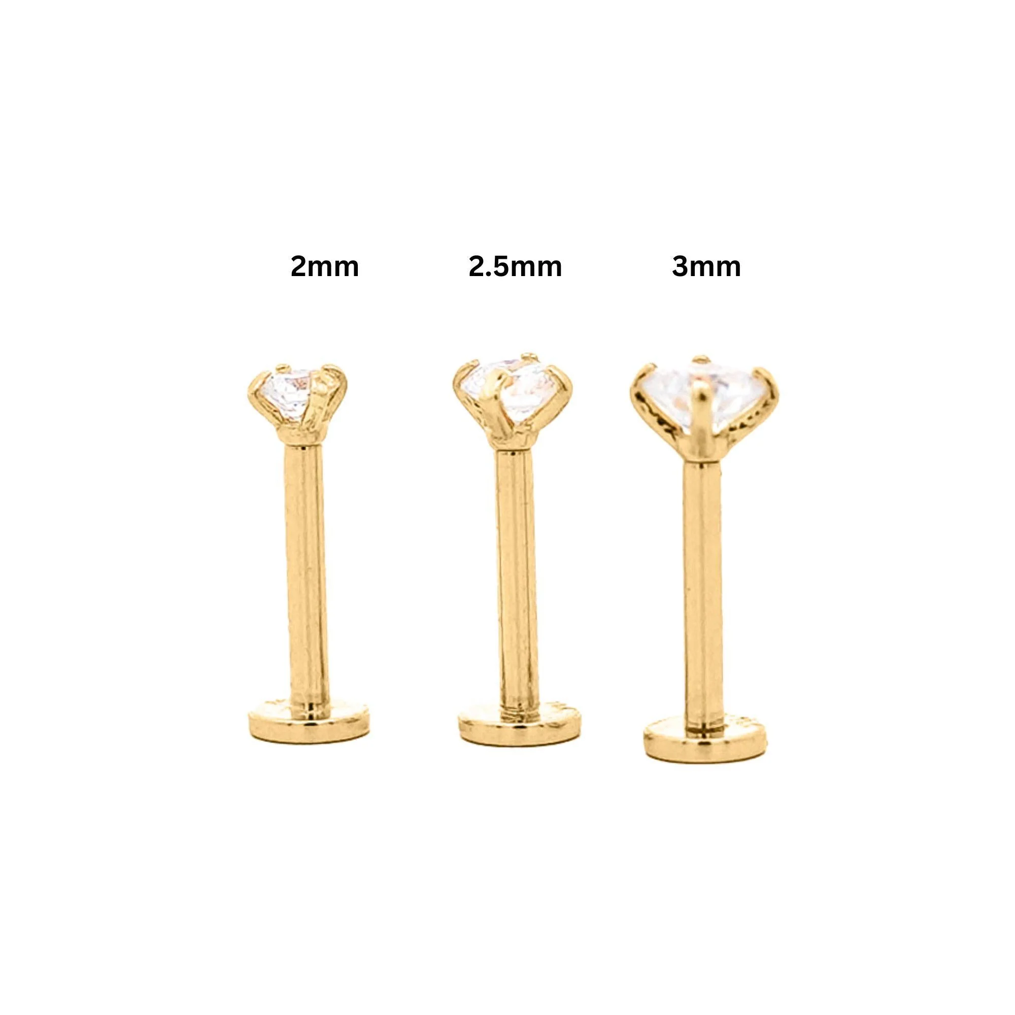 3mm Diamond 14K Gold Flat Back Single Stud Earring - Image 5
