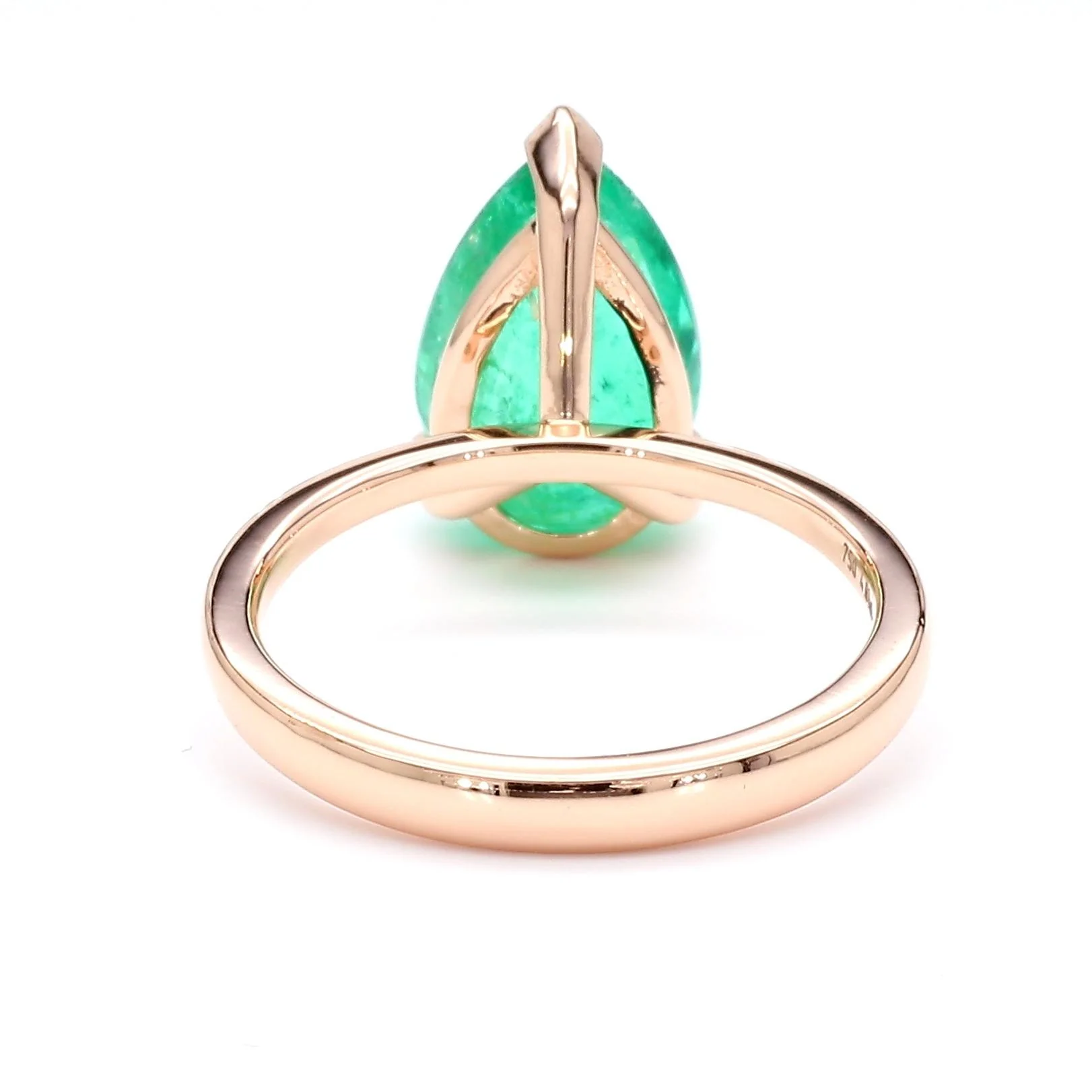 4.01 Carat Pear Cut Rich Green Emerald Solitaire 18K Rose Gold Ring - Image 7