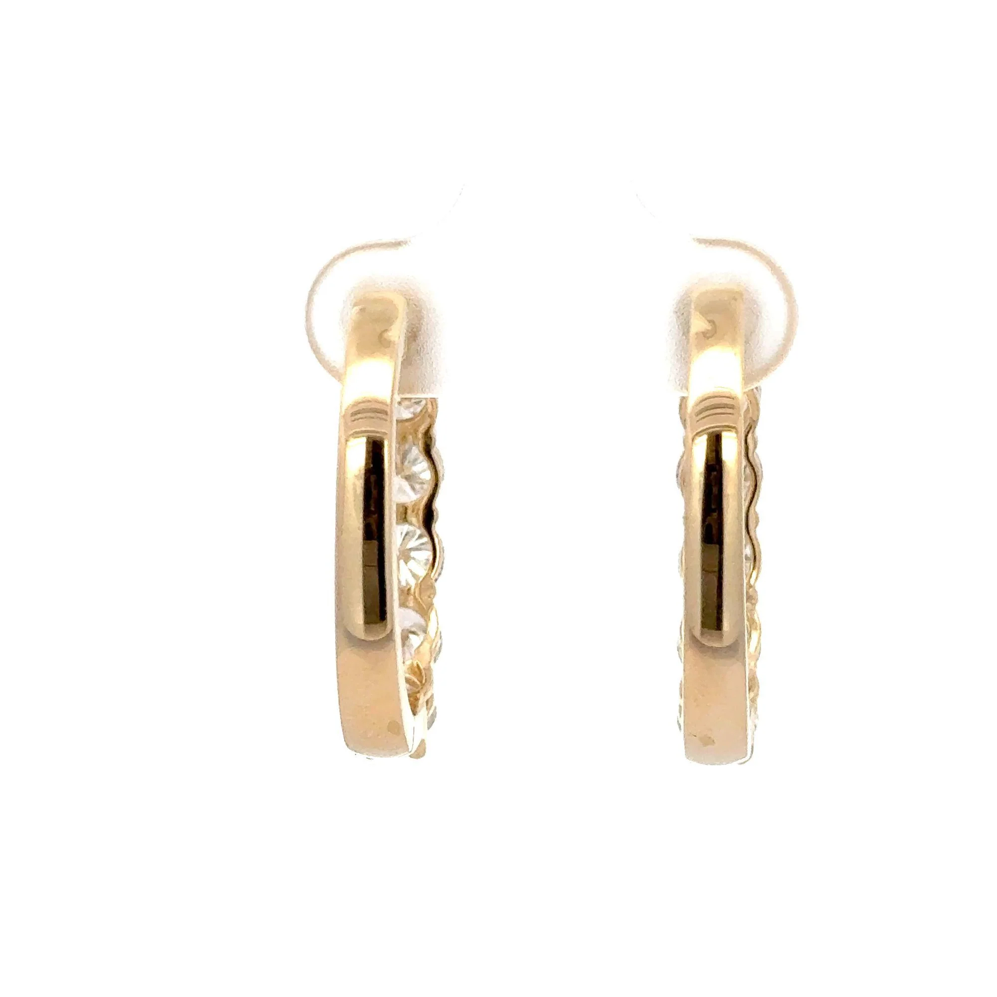 4.10 Carat Round Cut Lab Grown Diamond in 14K Yellow Gold Clip-On Hoop Earring - Image 3