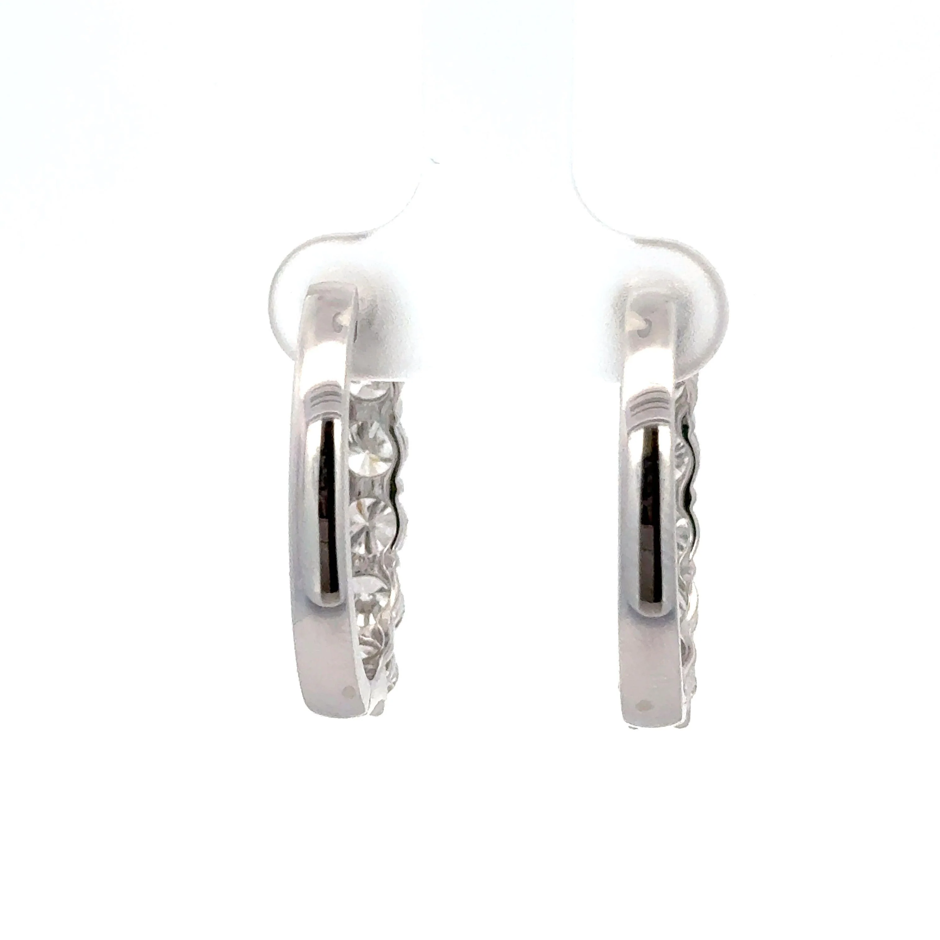 4.10 Carat Round Cut Lab Grown Diamond 14K White Gold Clip-On Hoop Earring - Image 5