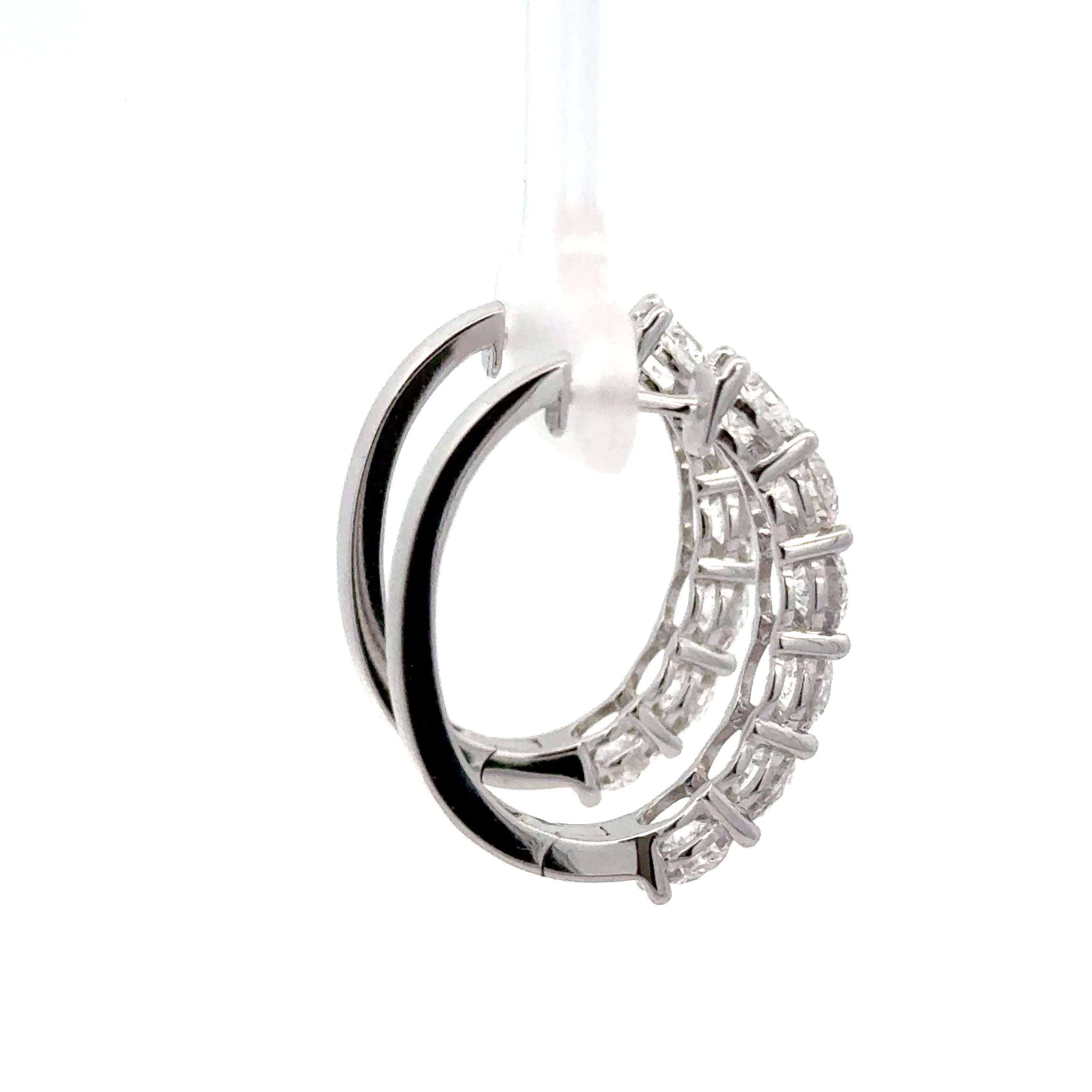 4.10 Carat Round Cut Lab Grown Diamond 14K White Gold Clip-On Hoop Earring - Image 6