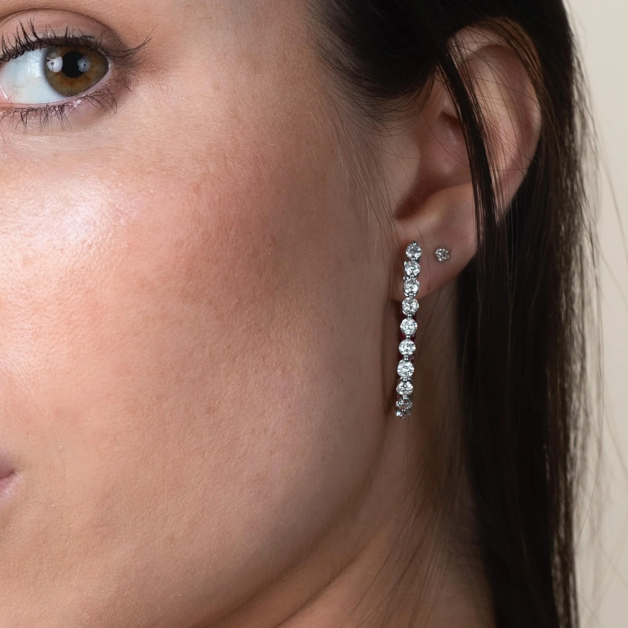 4.13 Carat Lab Grown Diamond in 14K Gold Inside-Out Diamond Hoop Earrings - Image 3