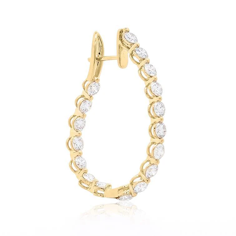 4.13 Carat Lab Grown Diamond in 14K Gold Inside-Out Diamond Hoop Earrings - Image 7