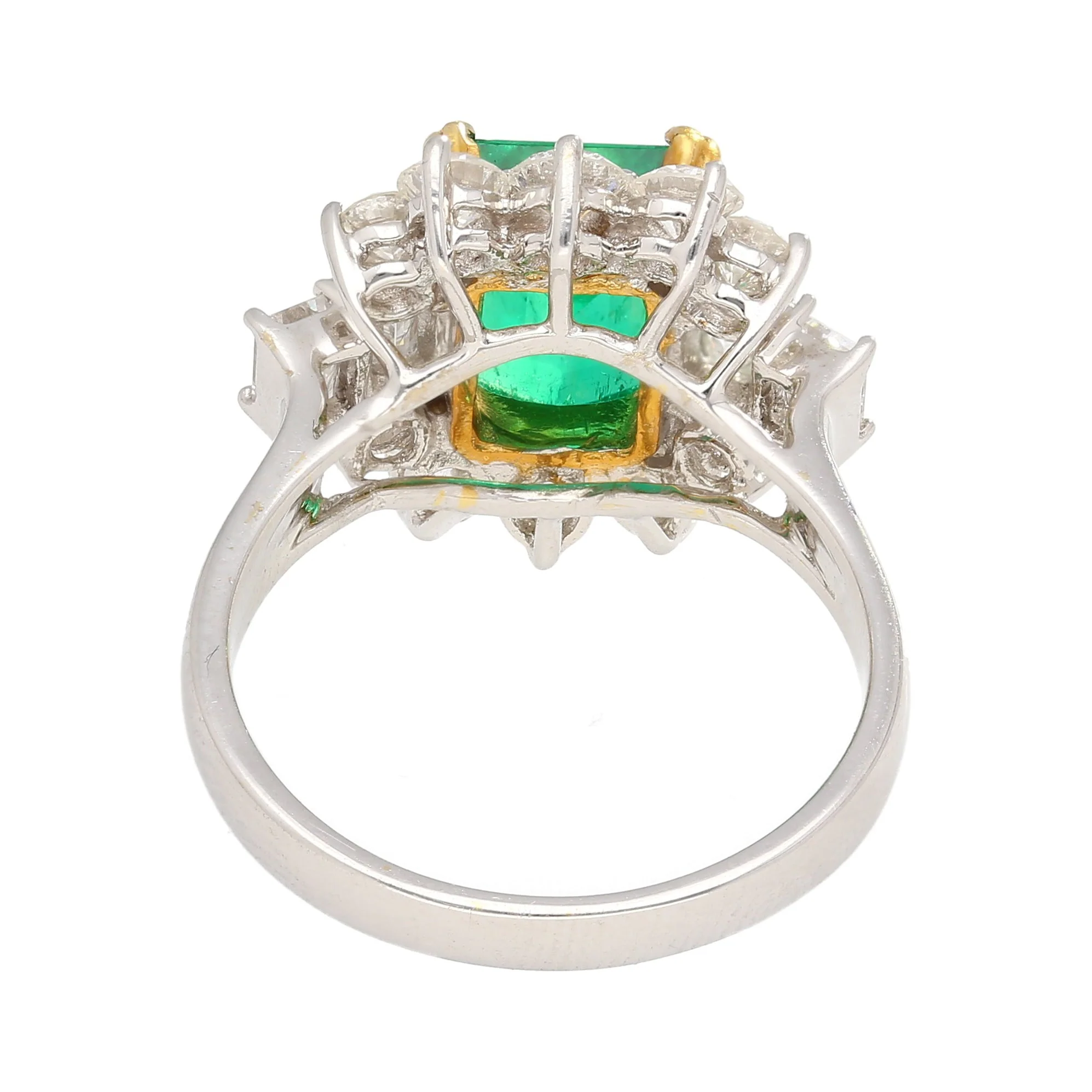 Semi Mount 1.87 Carat TW Round & Emerald Cut Diamond Halo Ring - Image 3