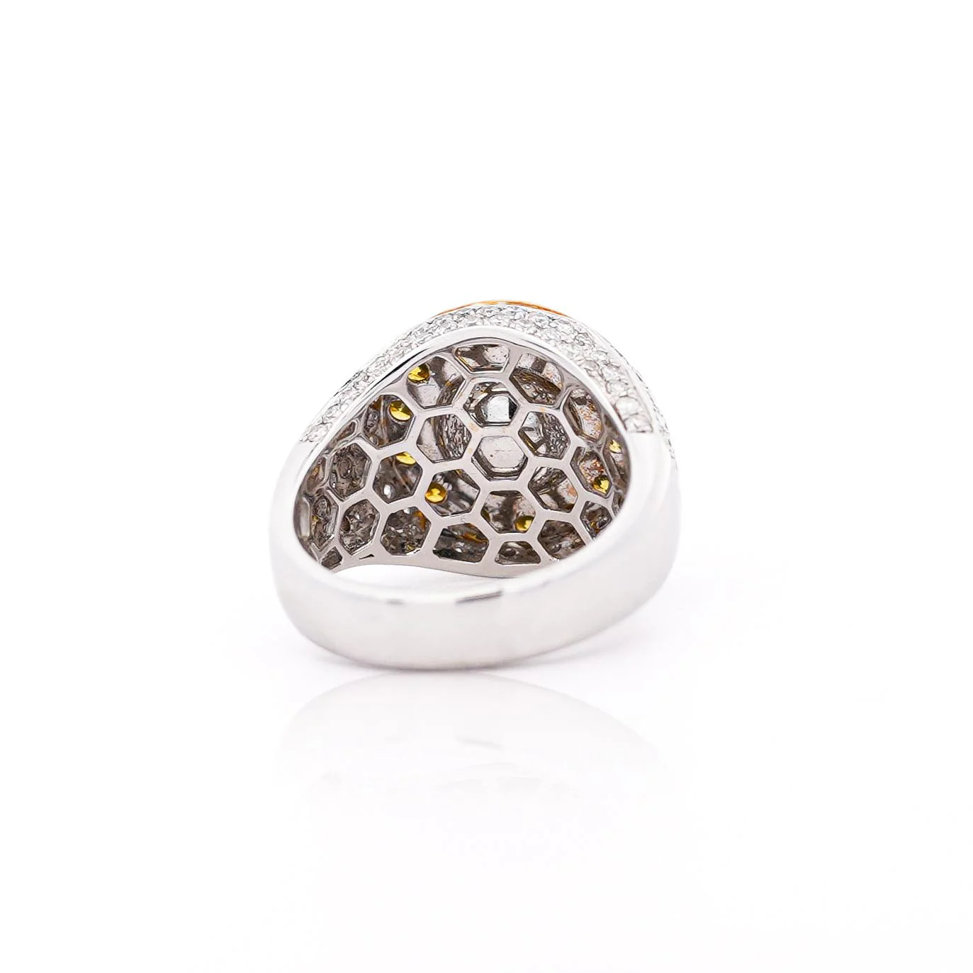 4.44 Carat Round Cut Yellow Diamond 18K Gold Halo Mens Ring - Image 6