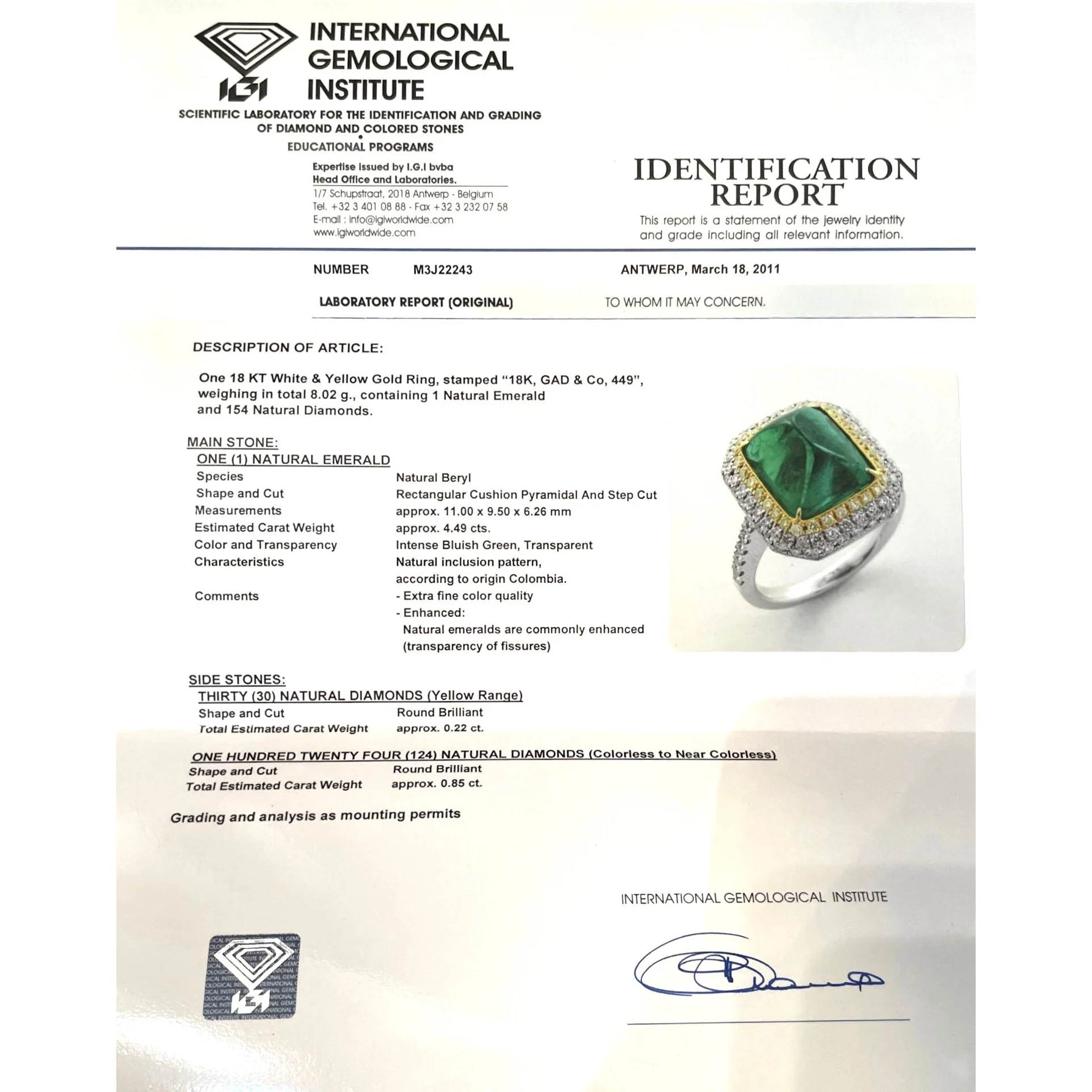 4.49 Carat Sugarloaf Cabochon Cut Colombian Emerald and Diamond Halo Ring in 18k White Gold - Image 8