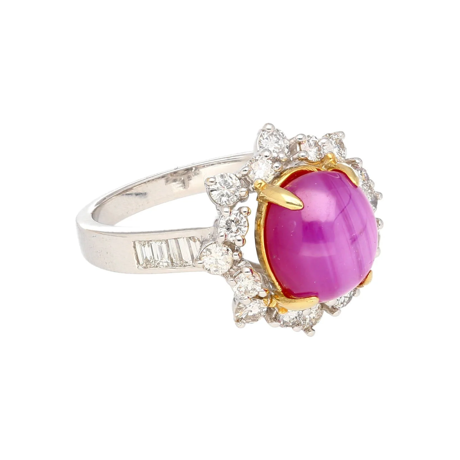 Natural 4.62 Carat Pinkish Red Star Ruby and Diamond Cocktail Ring - Image 4