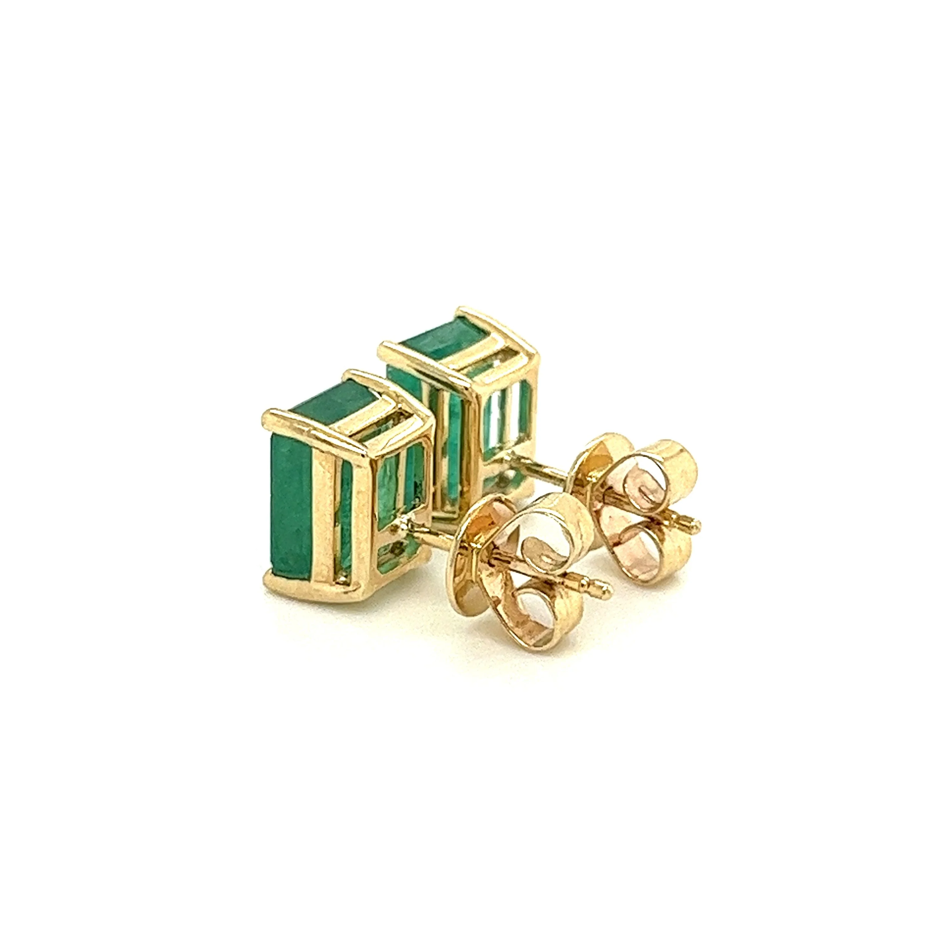 4.7 Carat TW Natural Green Emerald Stud Earrings in 14K Solid Yellow Gold - Image 4