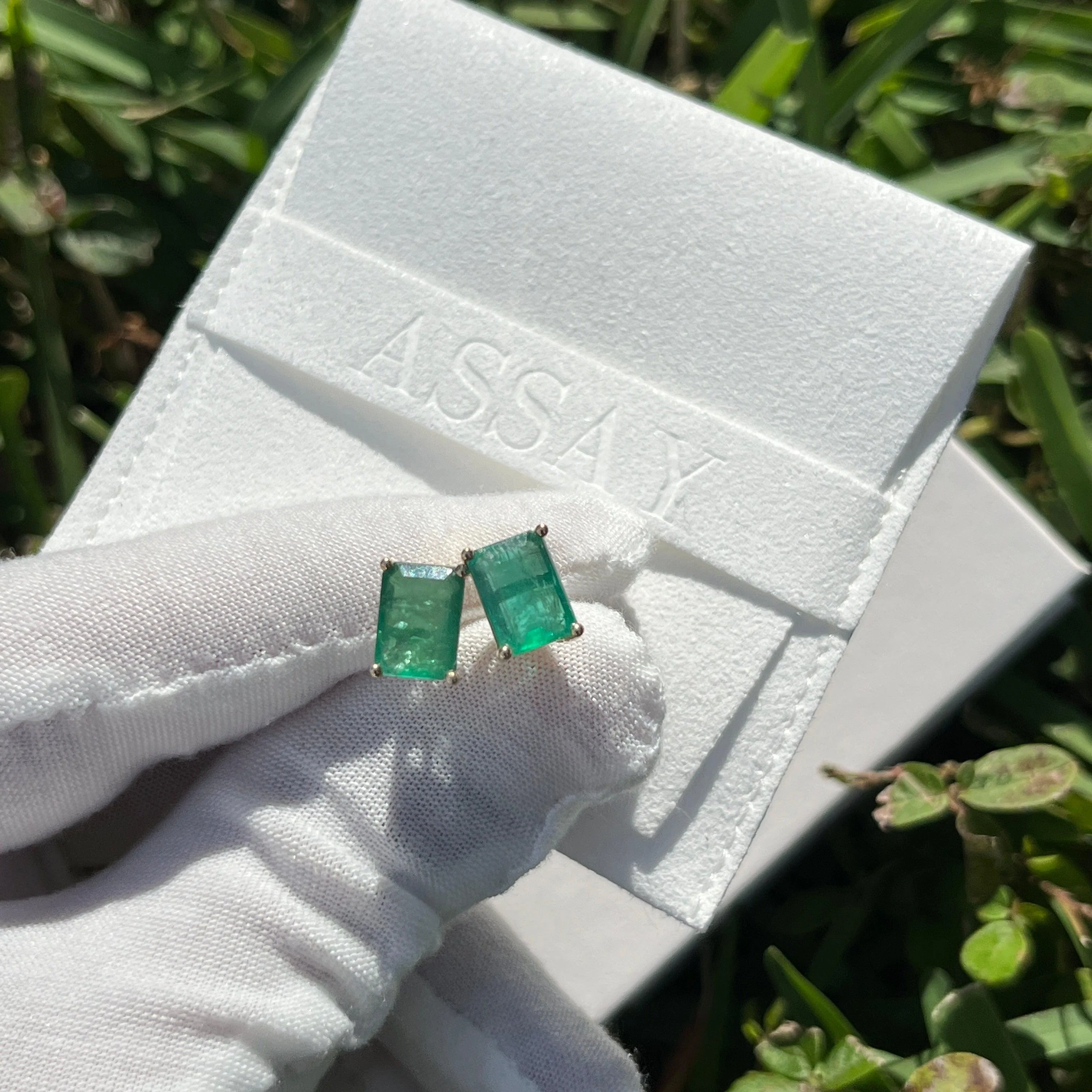 4.7 Carat TW Natural Green Emerald Stud Earrings in 14K Solid Yellow Gold - Image 6