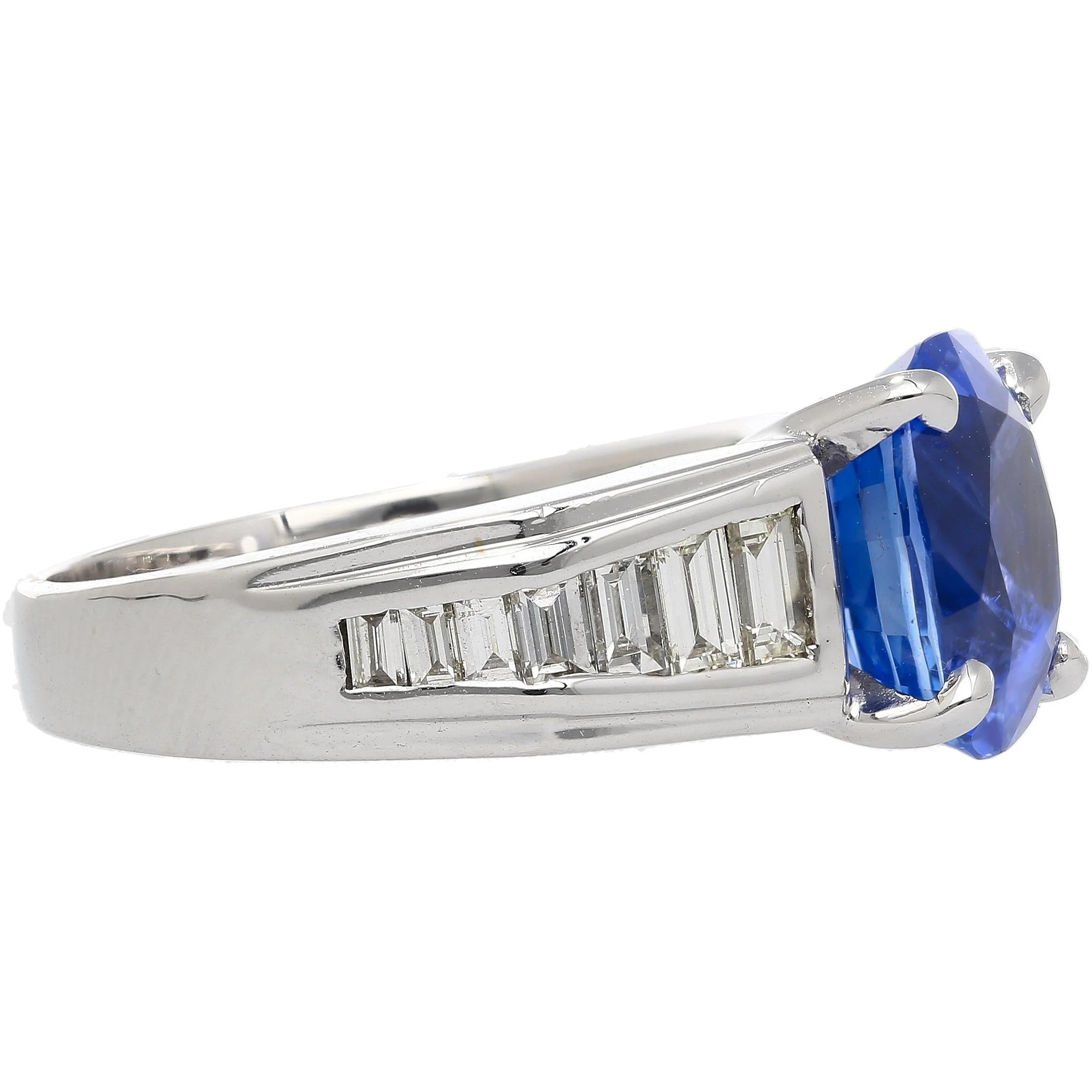 4.71ct Oval Cut No Heat Sri Lanka Blue Sapphire Ring - Image 6