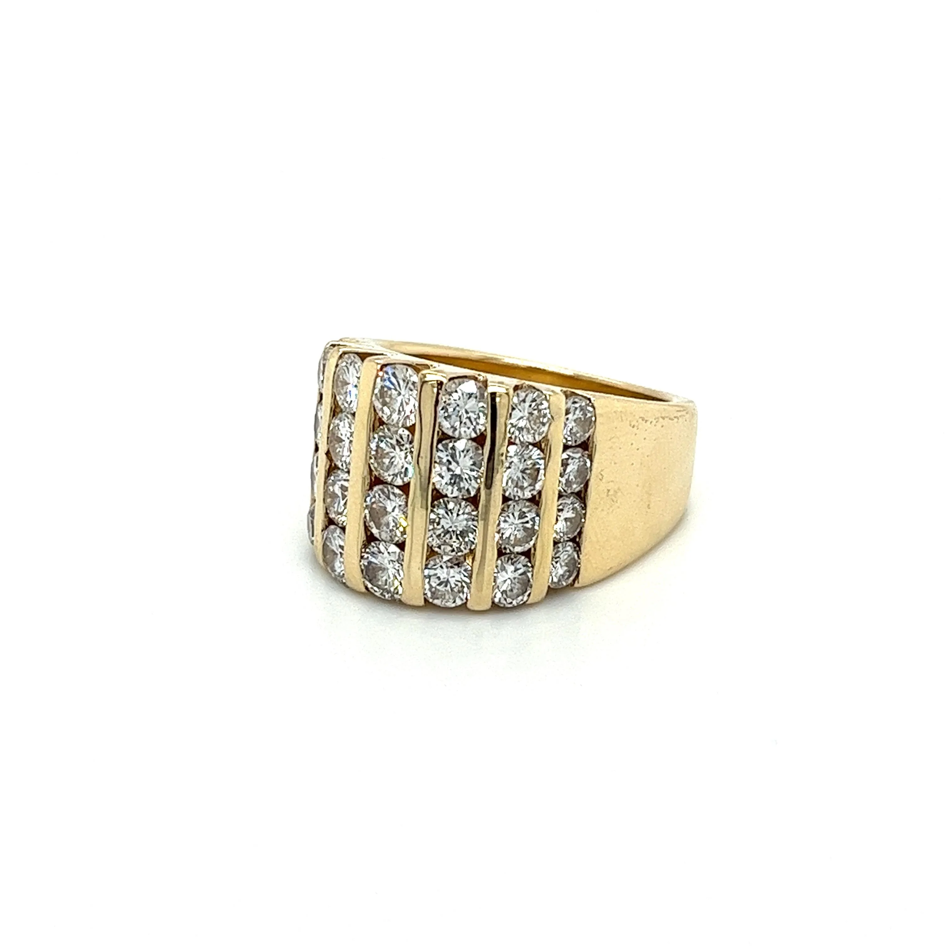 4 Carat Channel Set Round Cut Diamond Cluster Ring in 14K Yellow Gold - Image 2