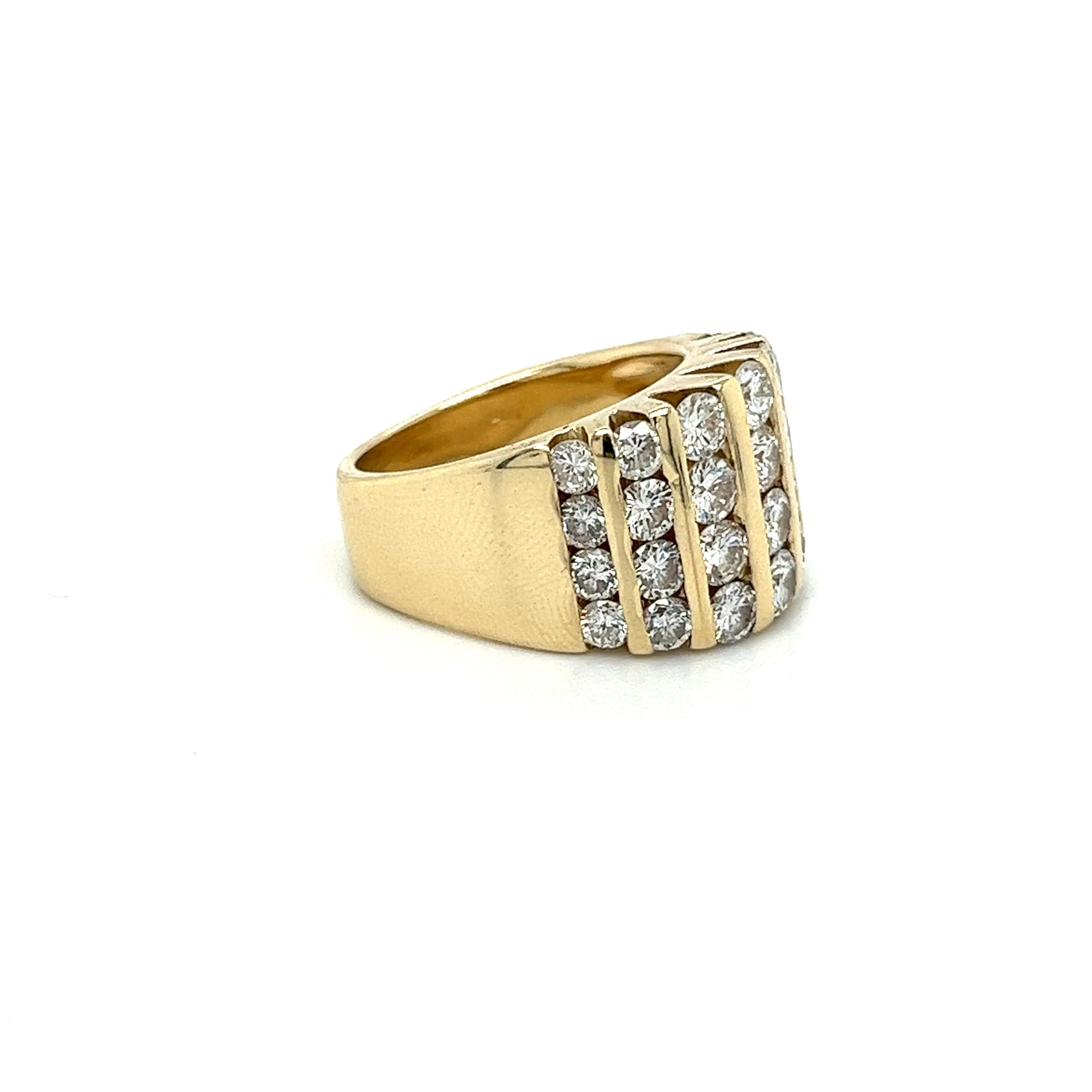4 Carat Channel Set Round Cut Diamond Cluster Ring in 14K Yellow Gold - Image 3
