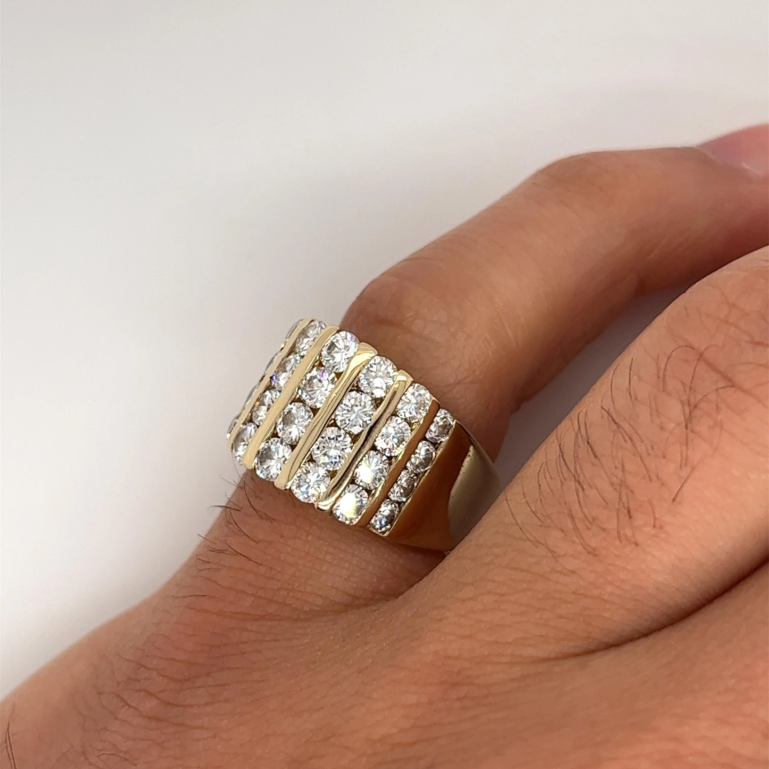 4 Carat Channel Set Round Cut Diamond Cluster Ring in 14K Yellow Gold - Image 4