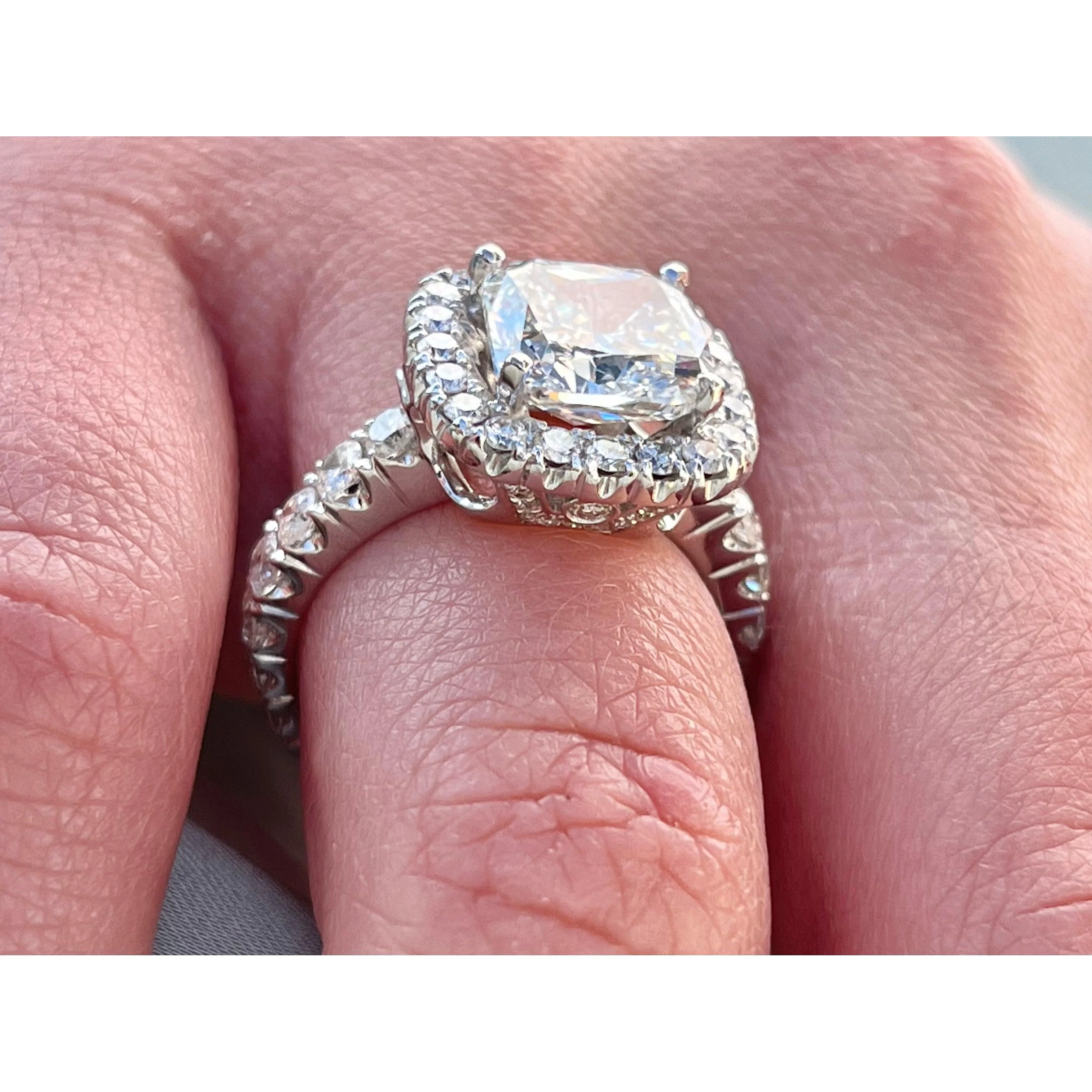 4 Carat Cushion-Cut, H color, VS1 Clarity, Lab Grown Diamond Engagement Ring - Image 10