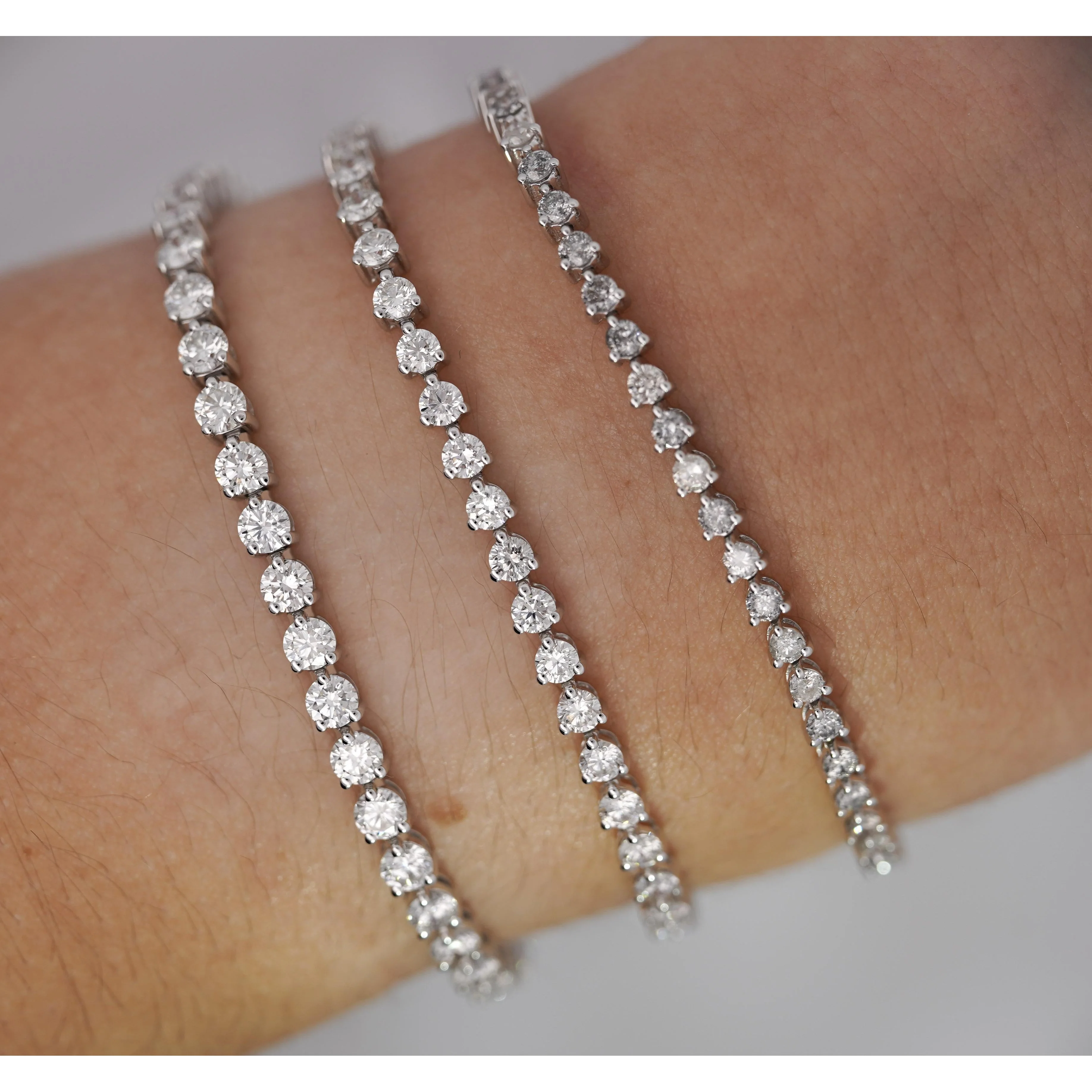 4 Carat Round Natural Diamond 2.7mm 3-Prong Tennis Bracelet in 18K White Gold 7" - Image 8