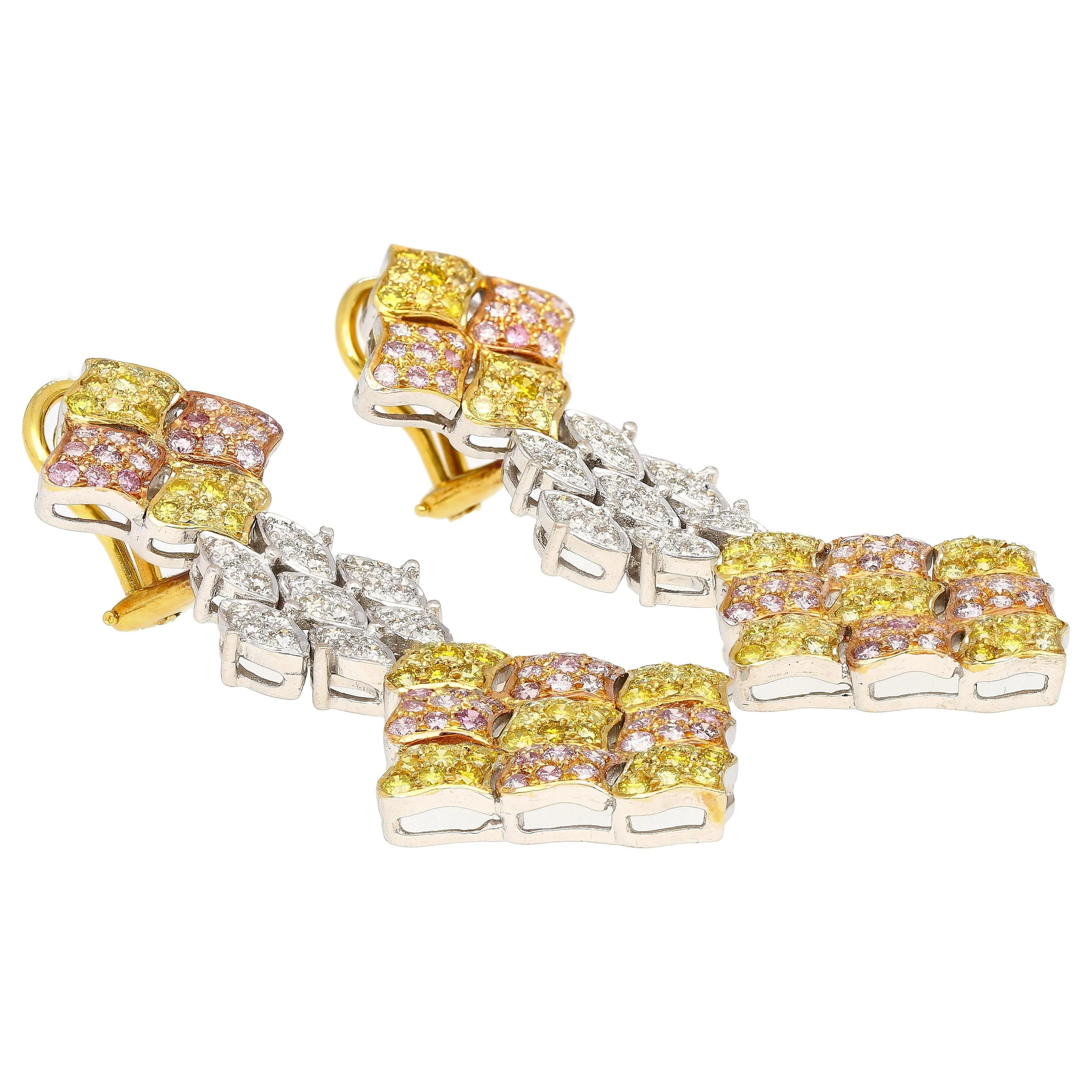 43 Carat 3 Tone Gold & Diamond Pave Necklace and Earring Set - Image 8