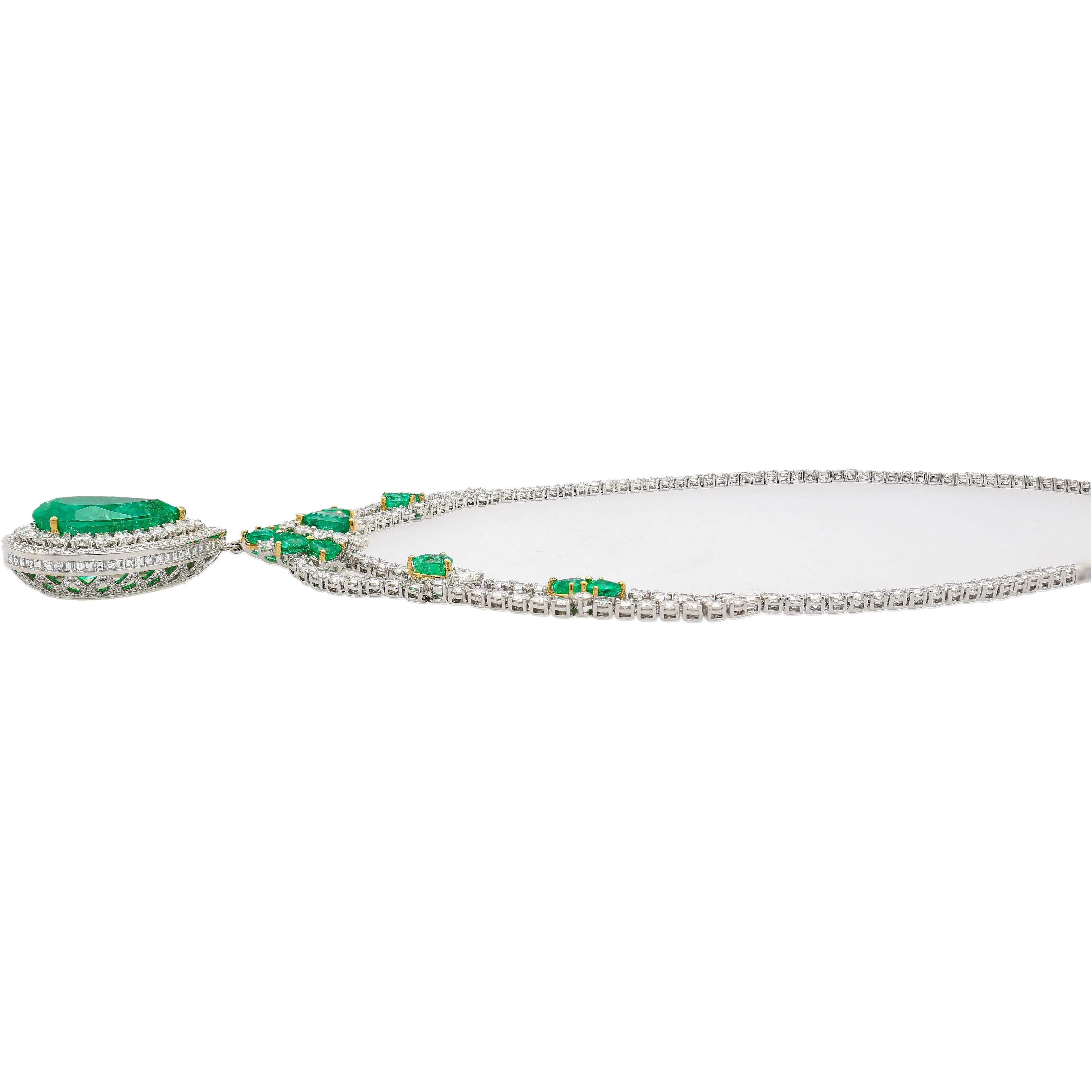 45.58 Carat TW Colombian Emerald & Diamond Chandelier Drop Necklace - Image 5